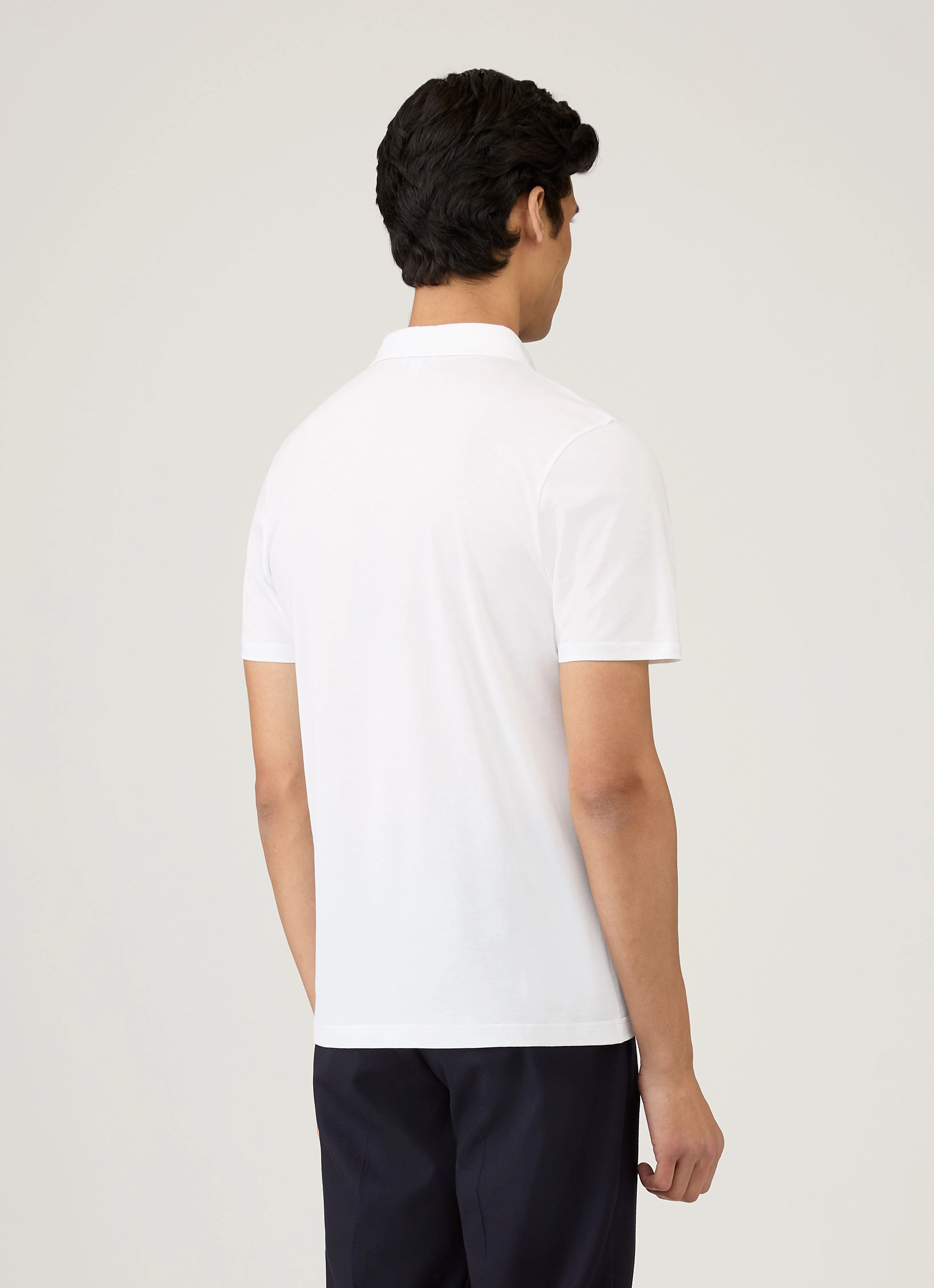 Men's Jersey Classic Polo Shirt in White Relaxed Profile Party