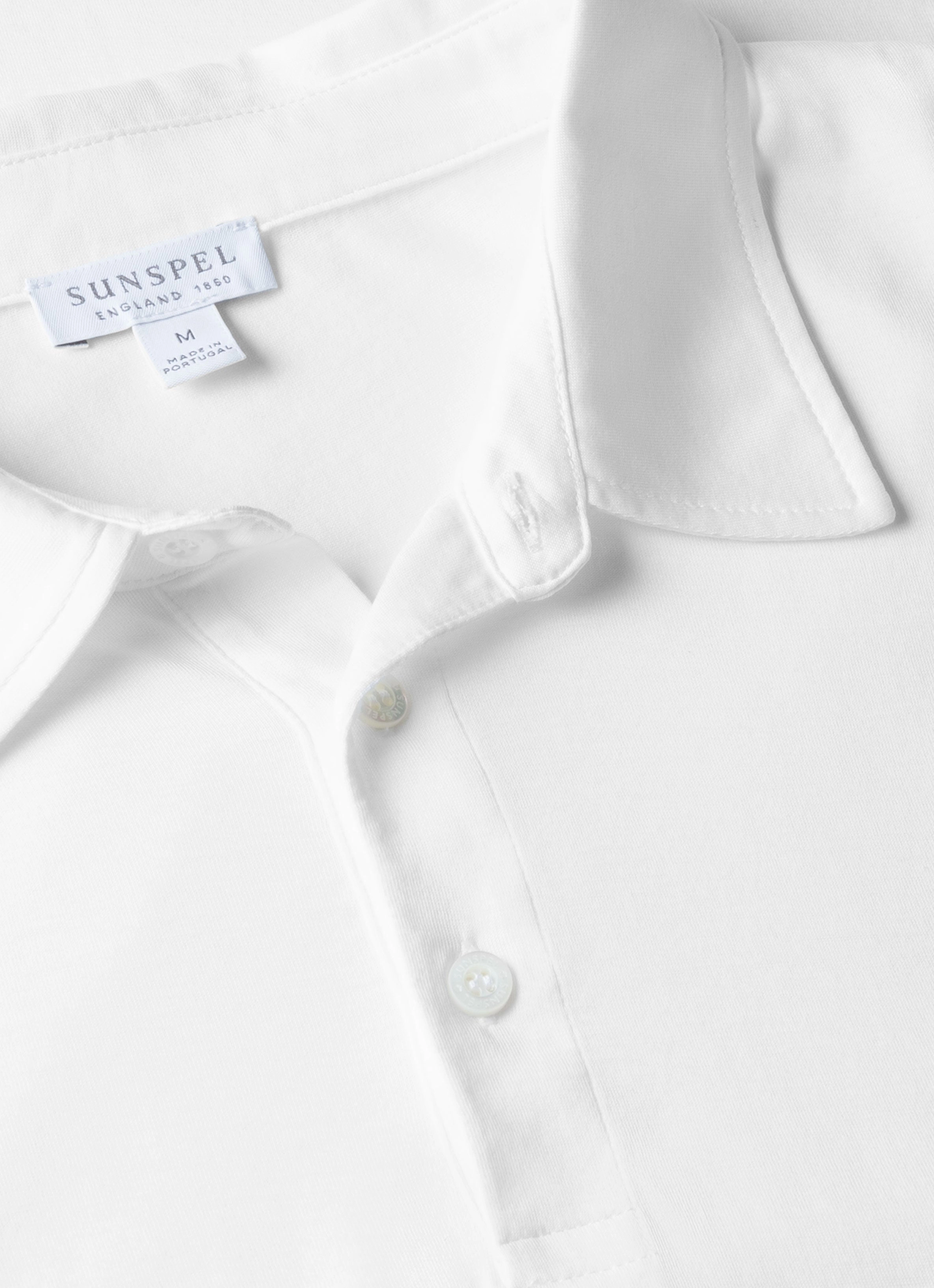 Men's Jersey Classic Polo Shirt in White Relaxed Profile Party