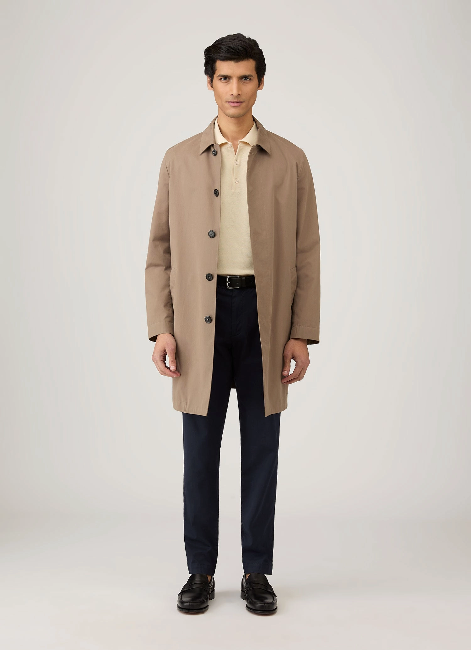 Men's Knit Polo Shirt in Ecru Breathable Outfit Outdoor