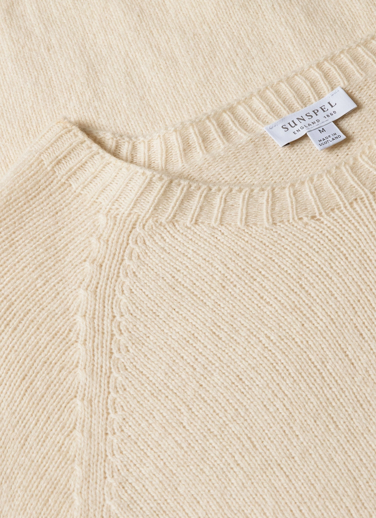 Men's Lambswool Crew Neck Jumper in Ecru Preppy Style