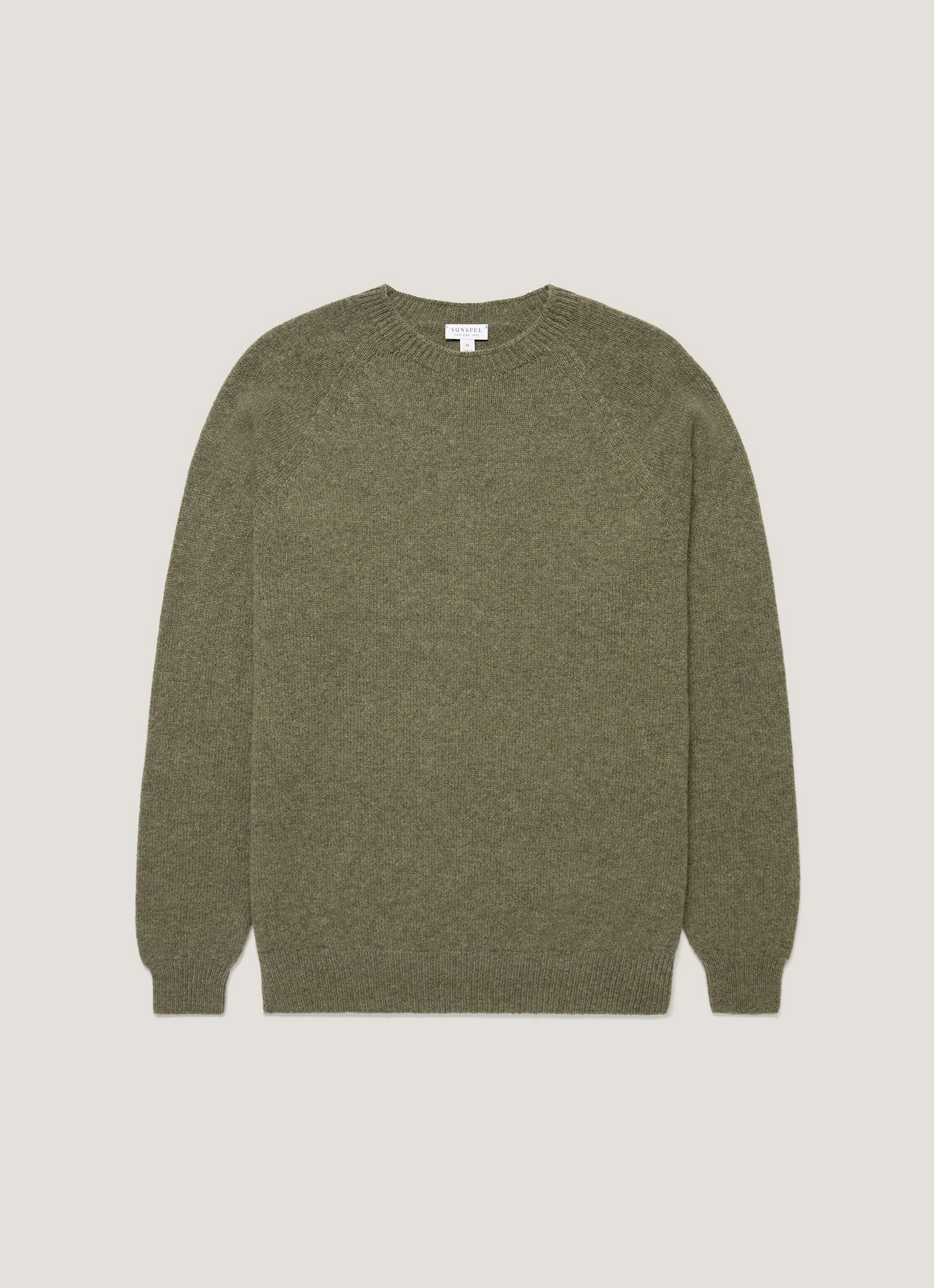 Thick winter sweater Men's Lambswool Crew Neck Jumper in Sea Moss