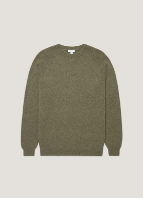Men's Lambswool Crew Neck Jumper in Sea Moss Timeless knitted jumper