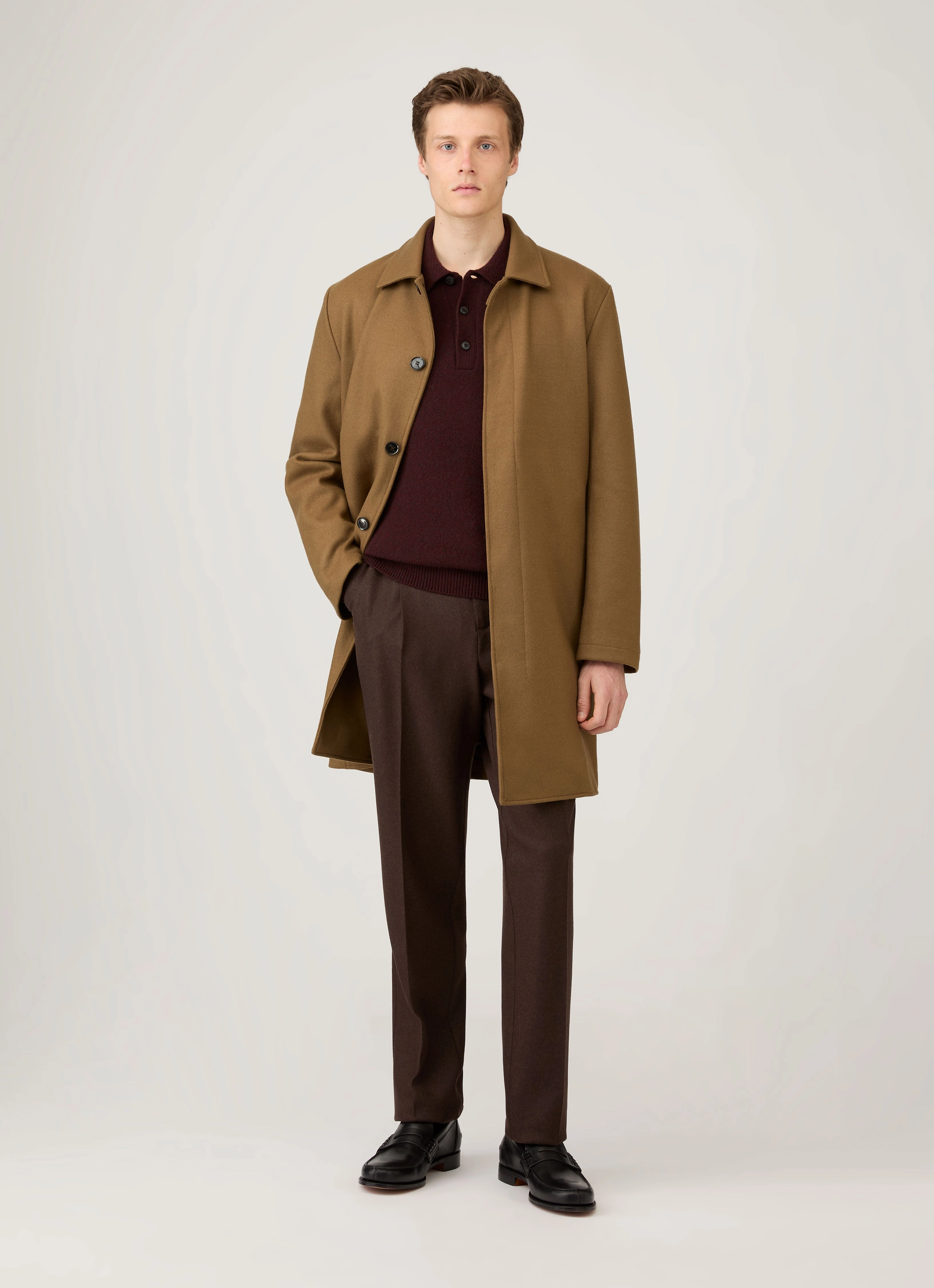 Men's Lambswool Polo Shirt in Bakelite Twist Bold Choice Relax