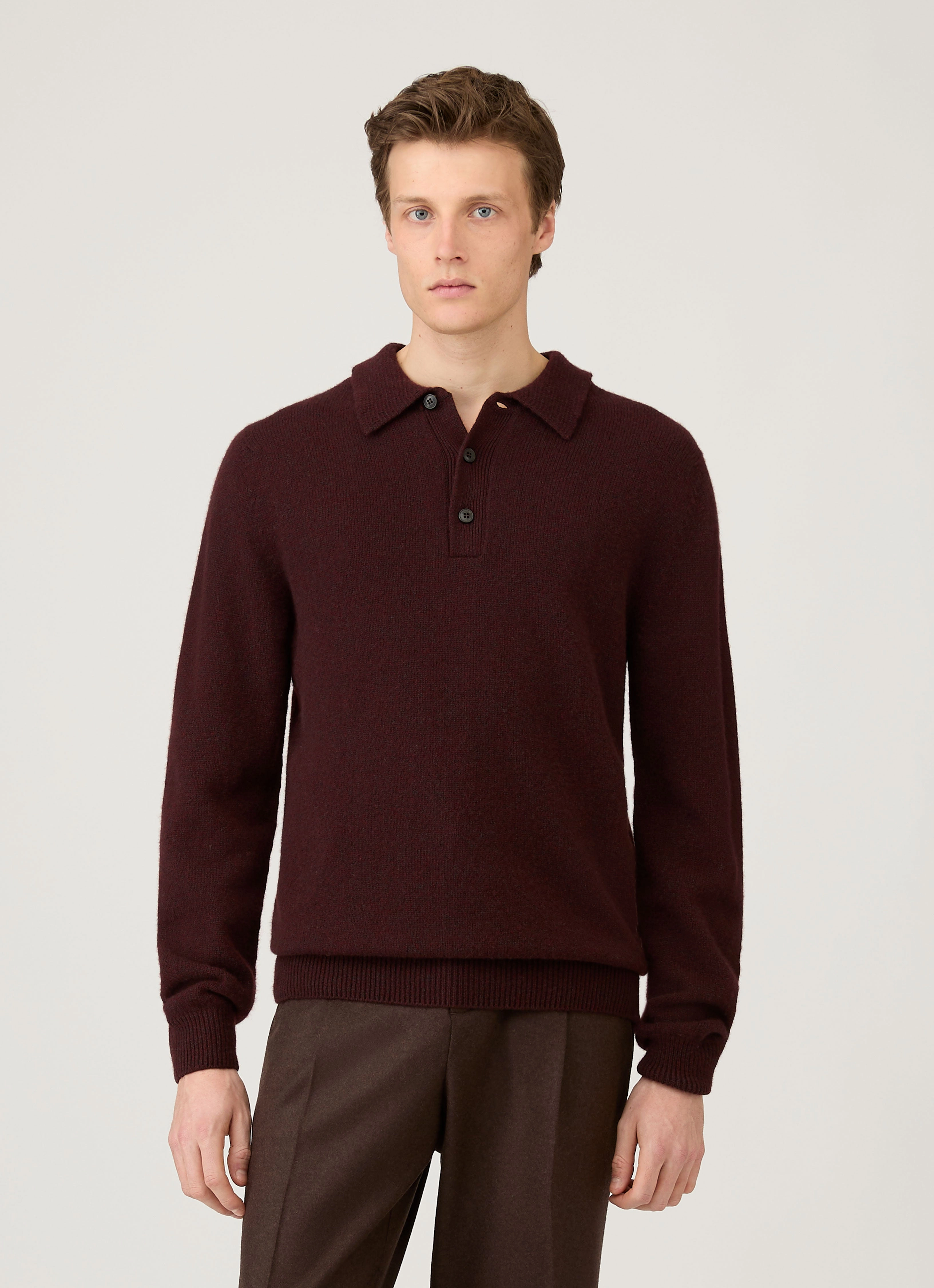 Men's Lambswool Polo Shirt in Bakelite Twist Bold Choice Relax