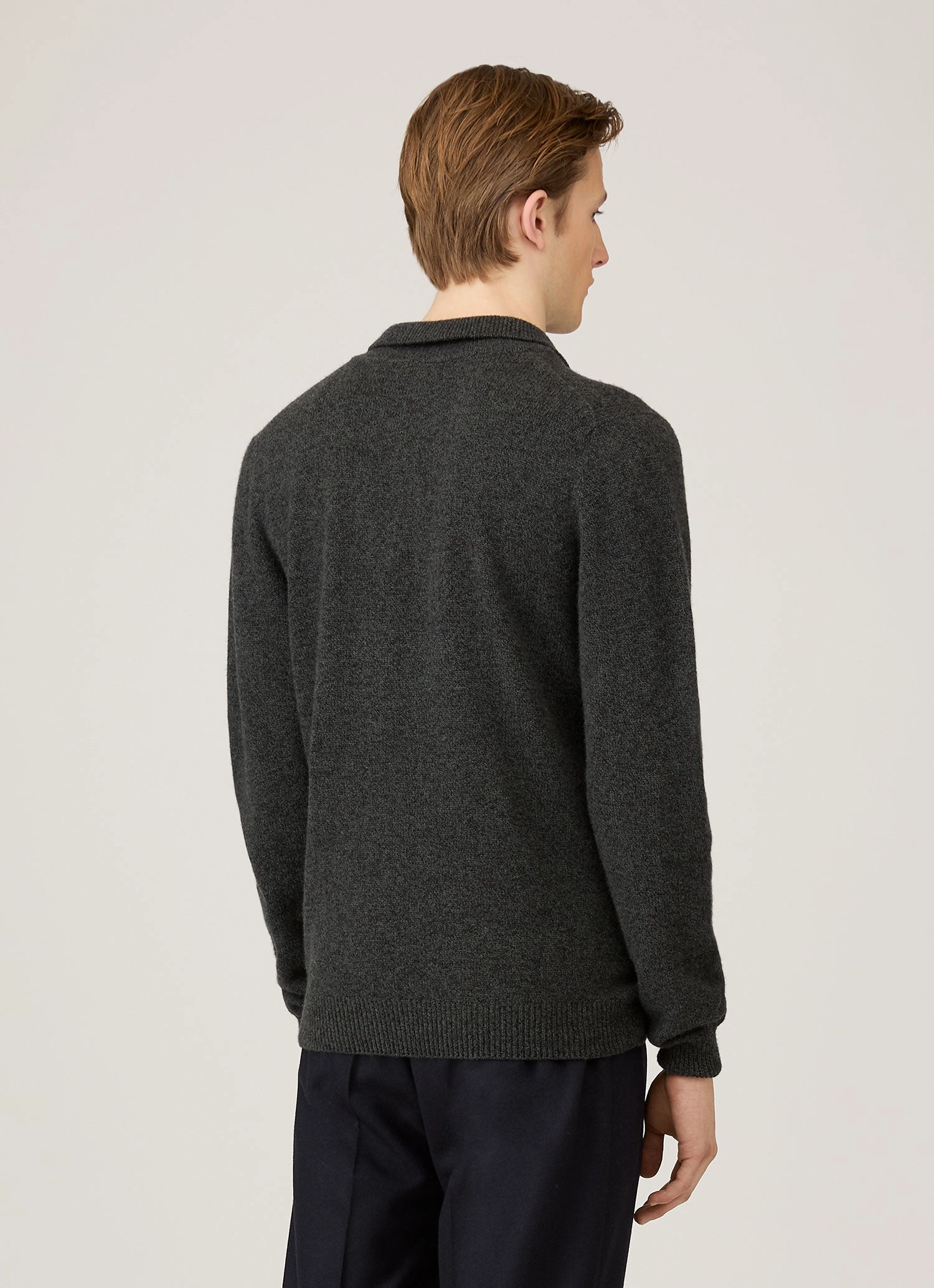 Men's Lambswool Polo Shirt in Dark Green Twist Active Collection Gym