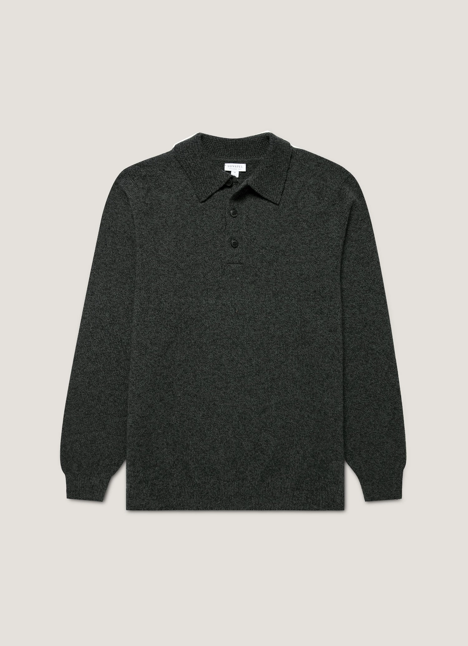 Cold-weather sweater Men's Lambswool Polo Shirt in Dark Green Twist