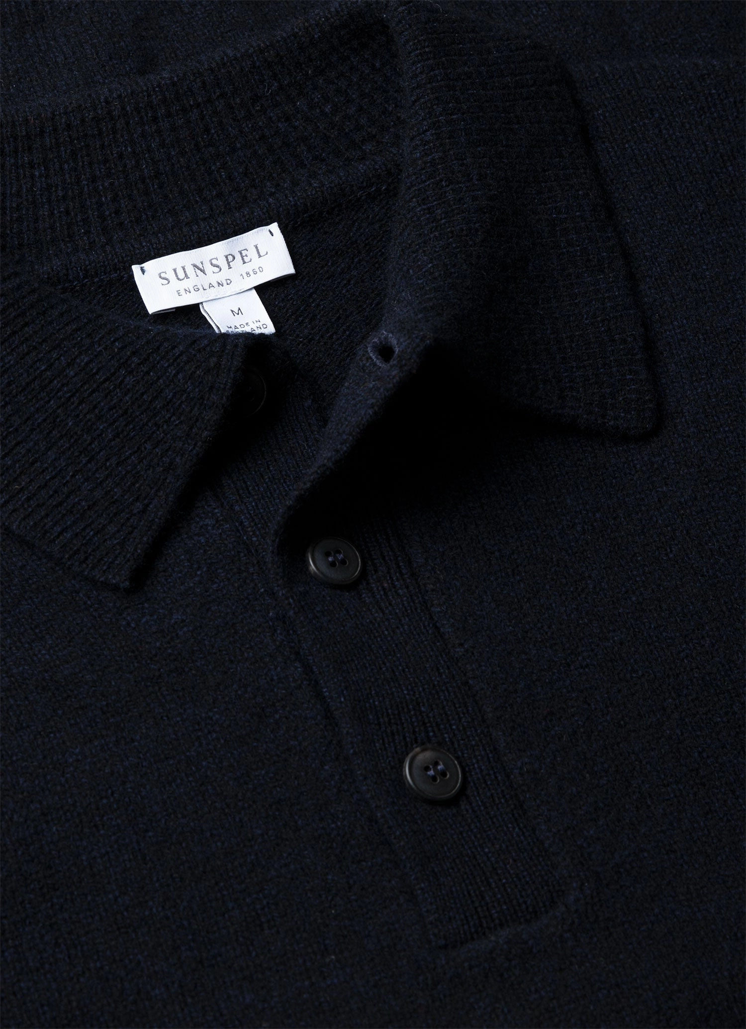 Men's Lambswool Polo Shirt in Dark Navy Mouline american casual