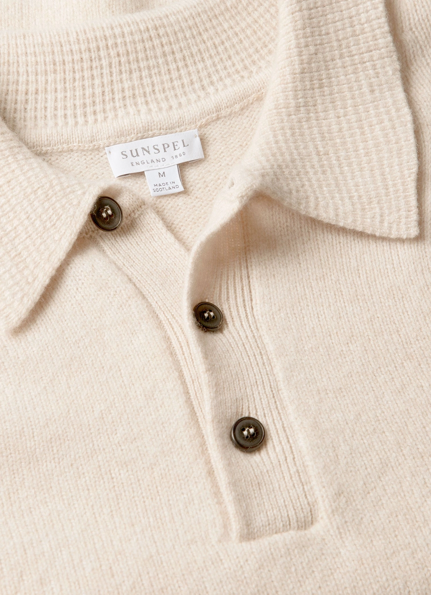 Men's Lambswool Polo Shirt in Oatmeal Melange Knit Fine