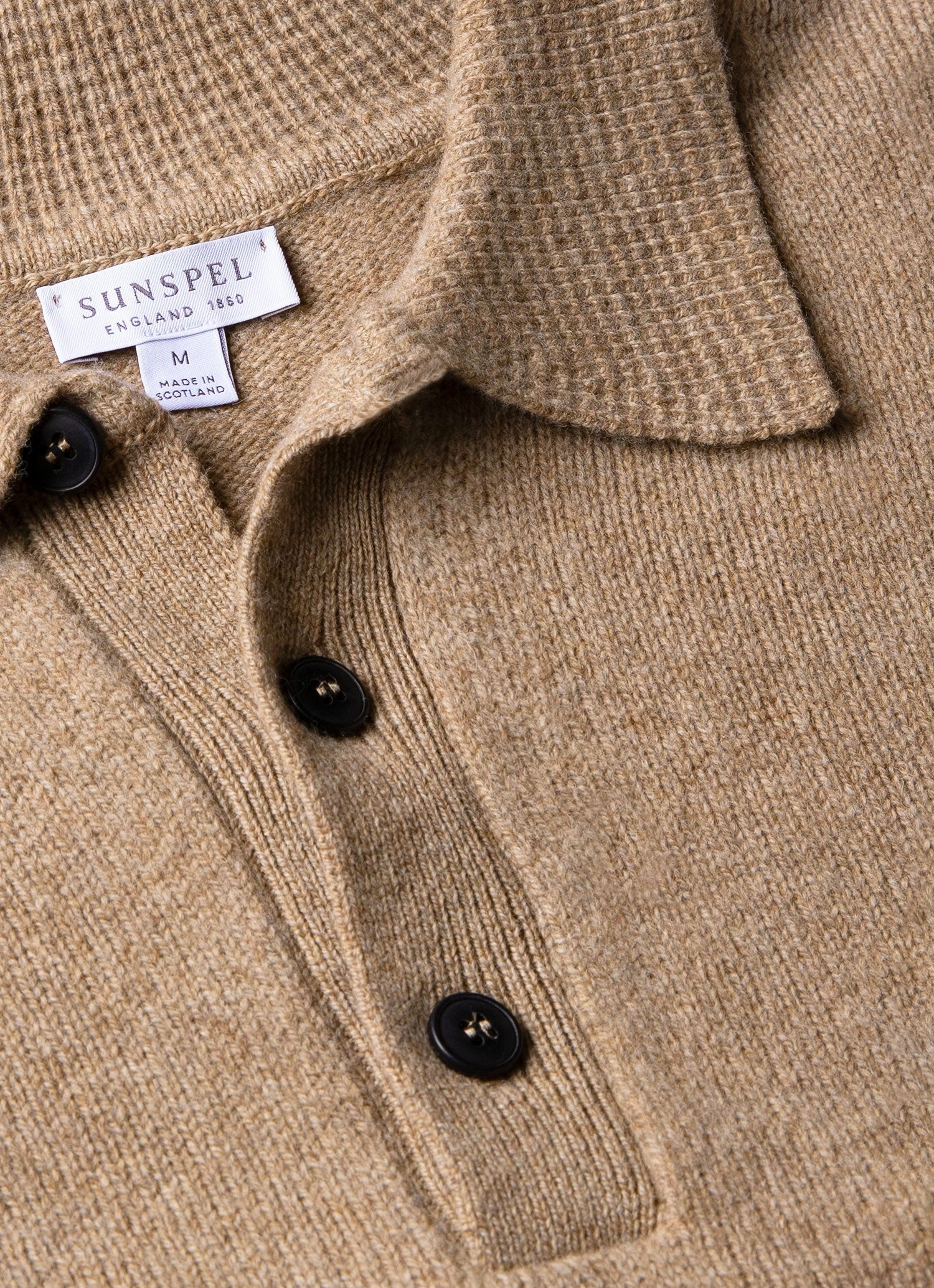 Men's Lambswool Polo Shirt in Sandstone Commute Suitable