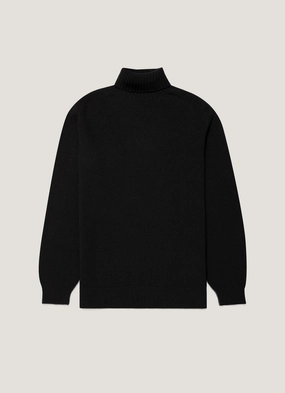 Casual sweater for work Lightweight casual sweater Men's Lambswool Roll Neck in Black