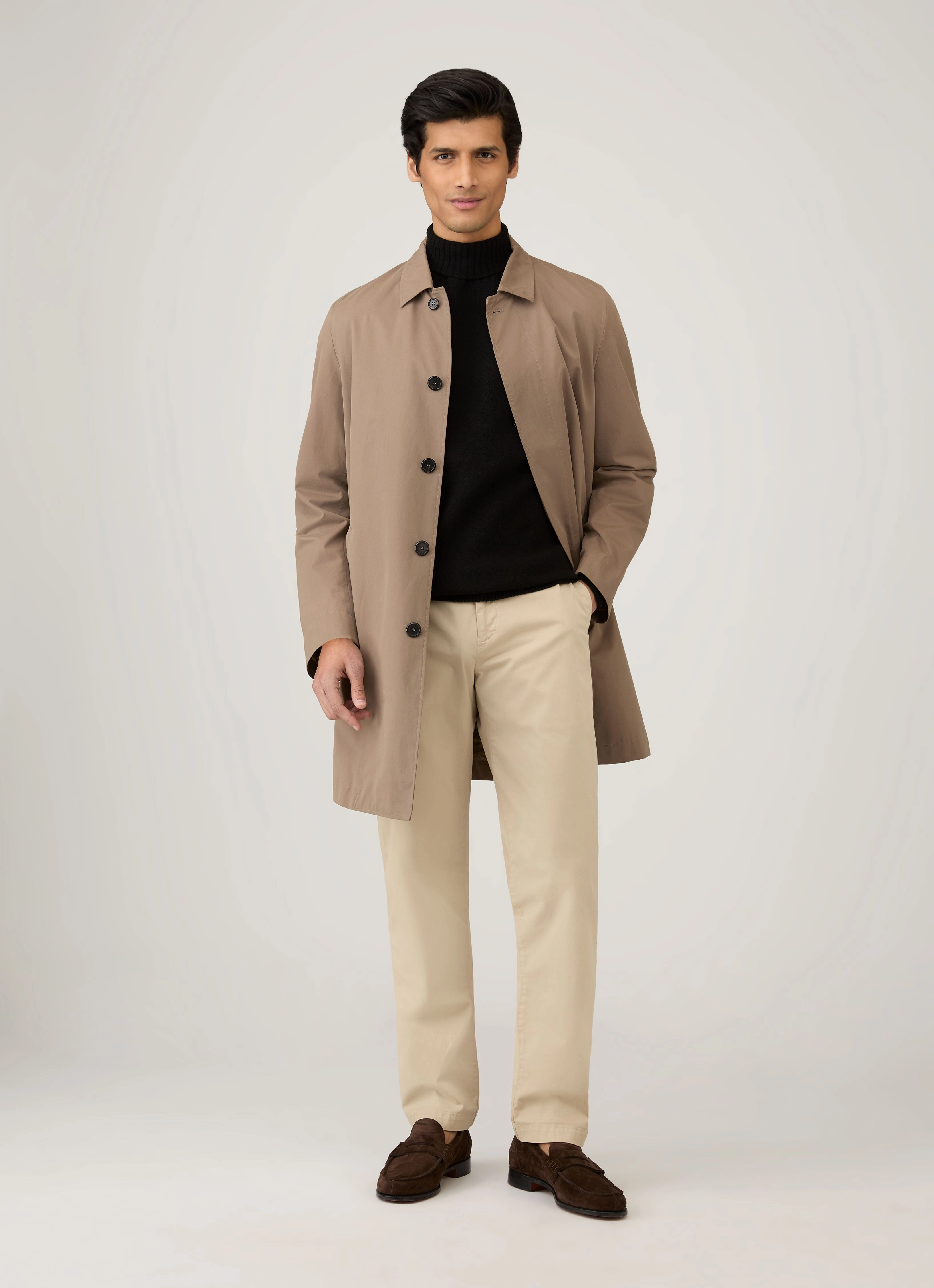 Men's Lambswool Roll Neck in Black Fleece-lined Thick