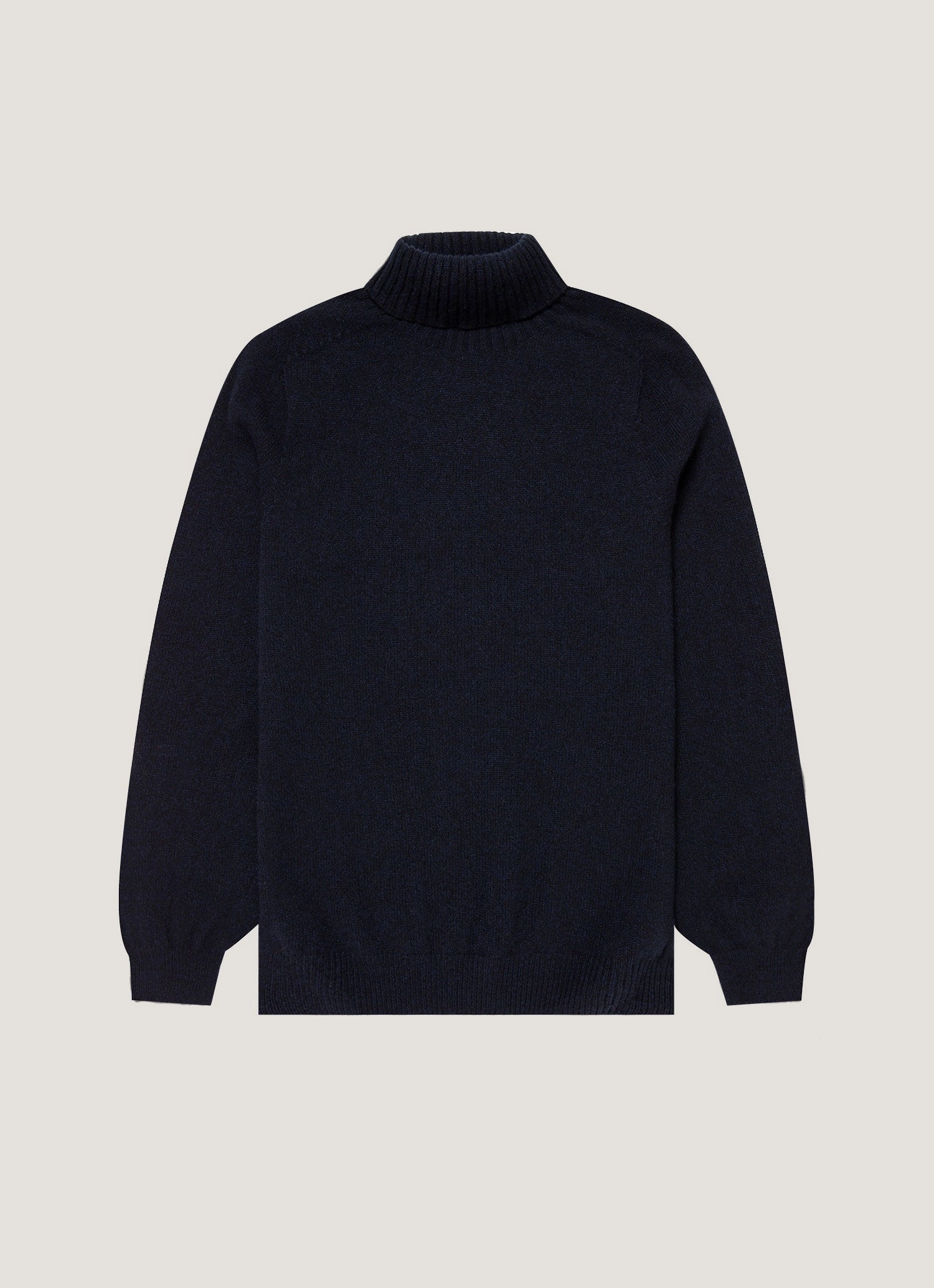 Soft everyday sweater Warm and cozy pullover Men's Lambswool Roll Neck in Dark Navy Mouline