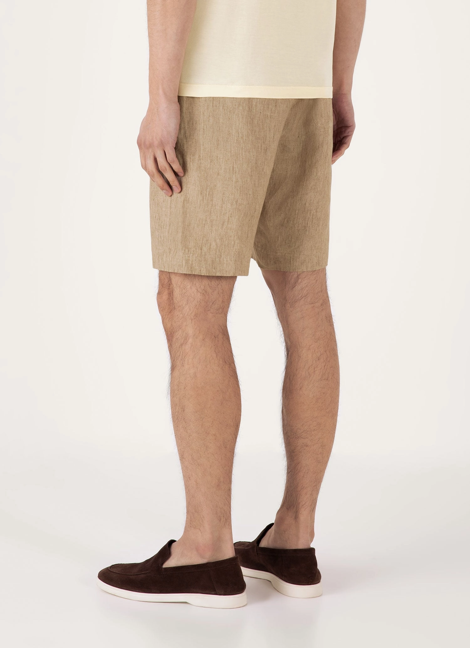 Men's Linen Drawstring Short in Dune Melange Flattering Cut
