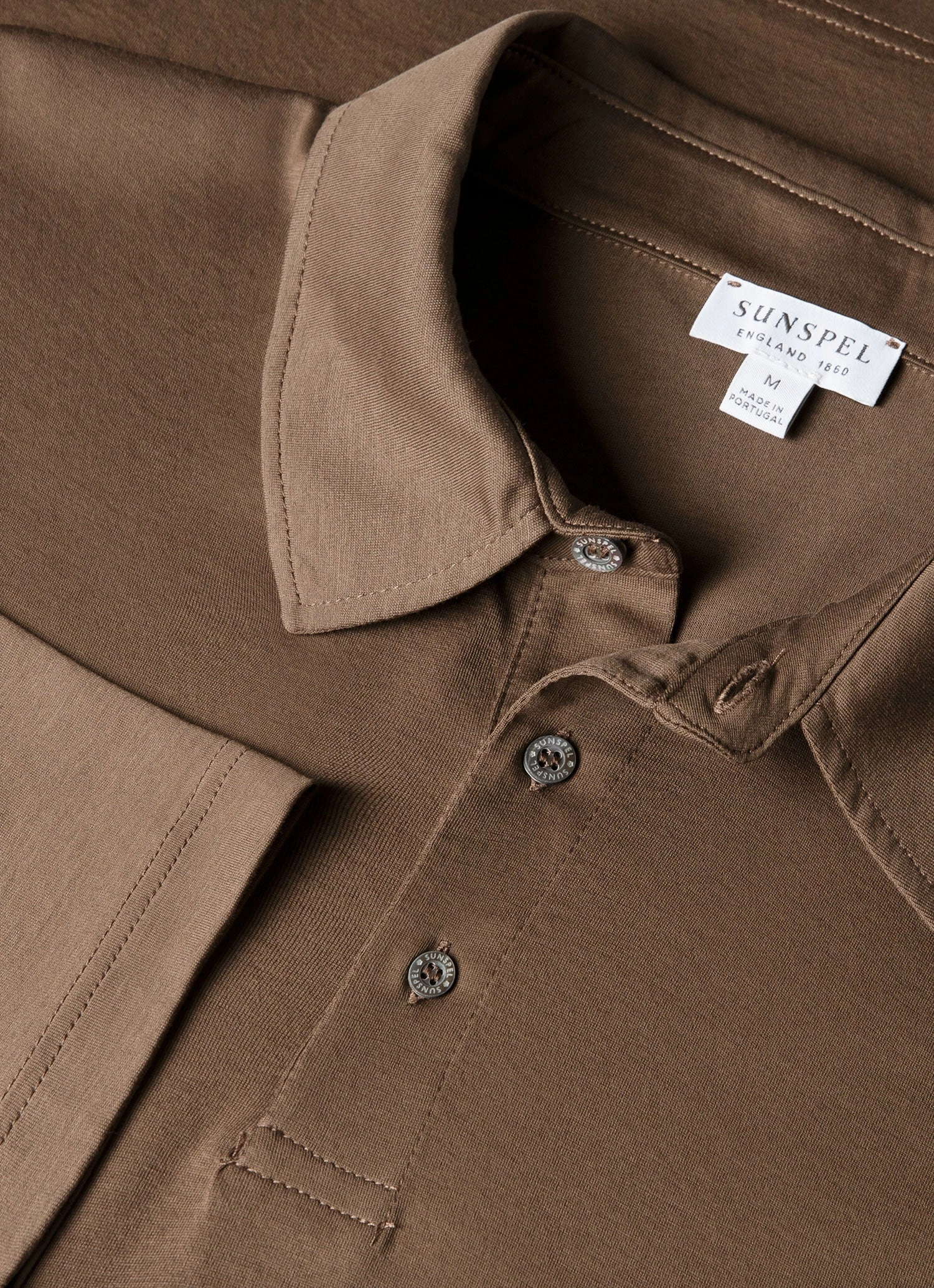 Men's Long Sleeve Classic Jersey Polo Shirt in Bark Versatile Outfit