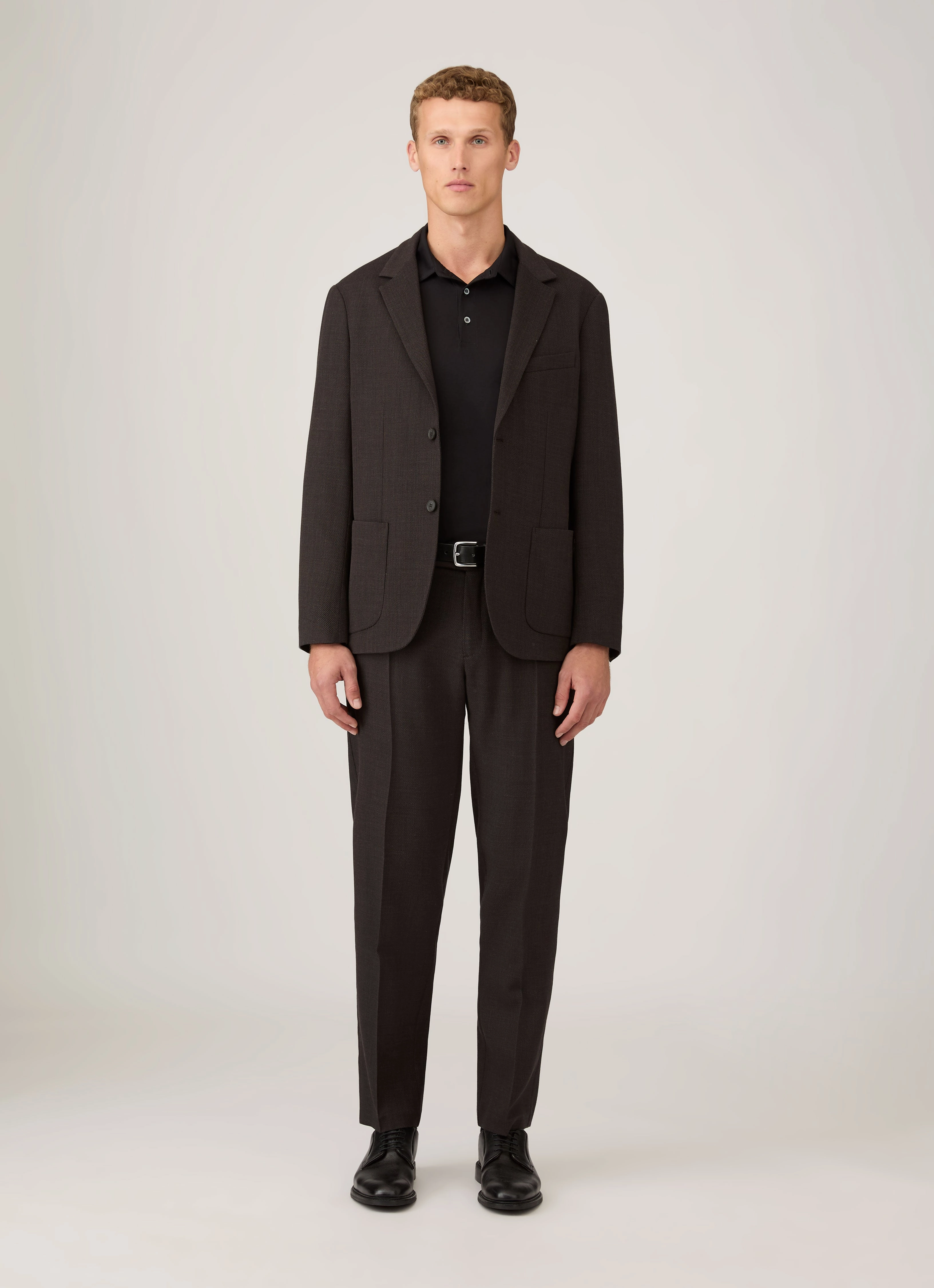 Men's Long Sleeve Classic Jersey Polo Shirt in Black Original Piece