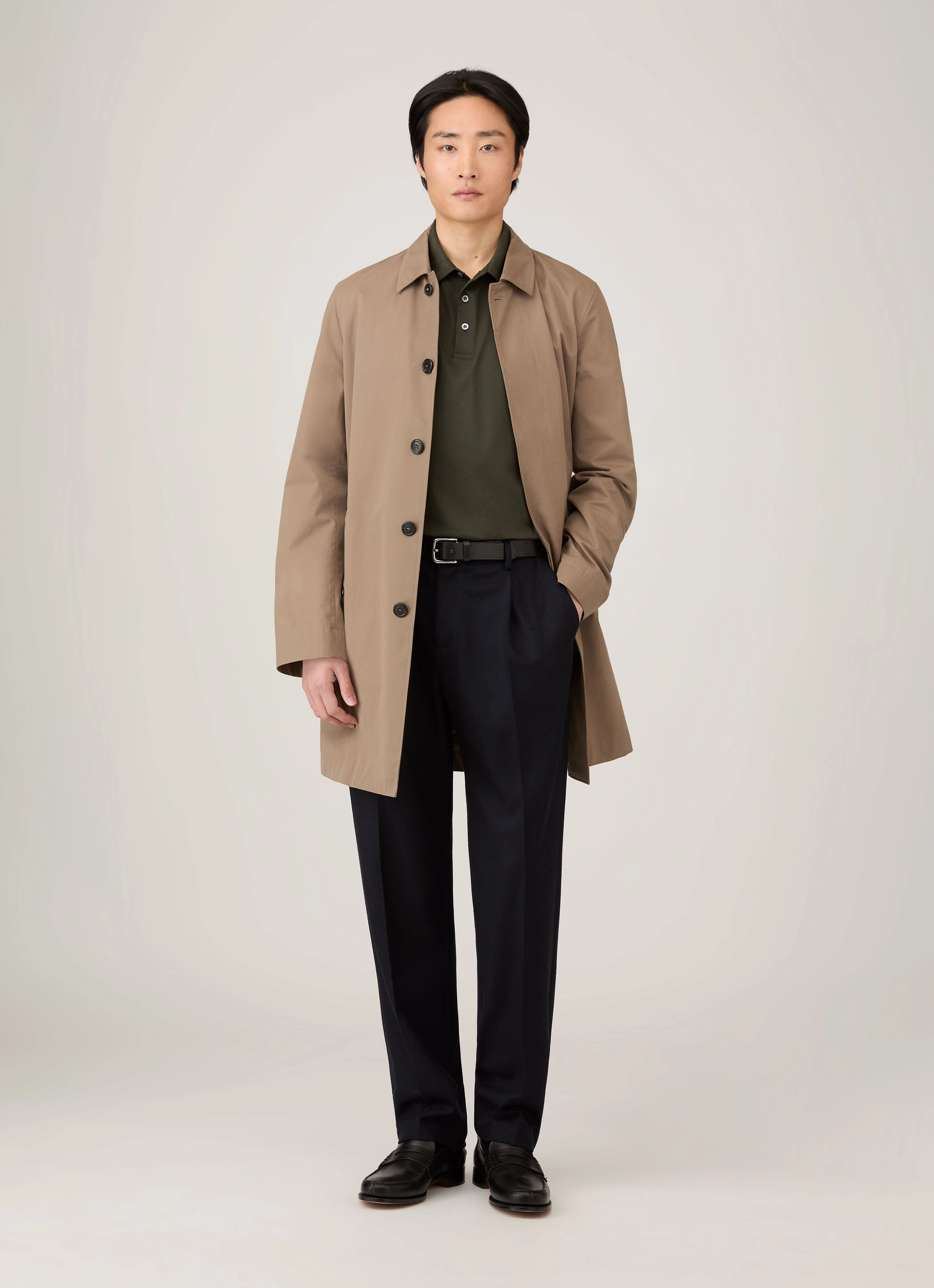 Men's Long Sleeve Classic Jersey Polo Shirt in Dark Green Classic Style Lounge