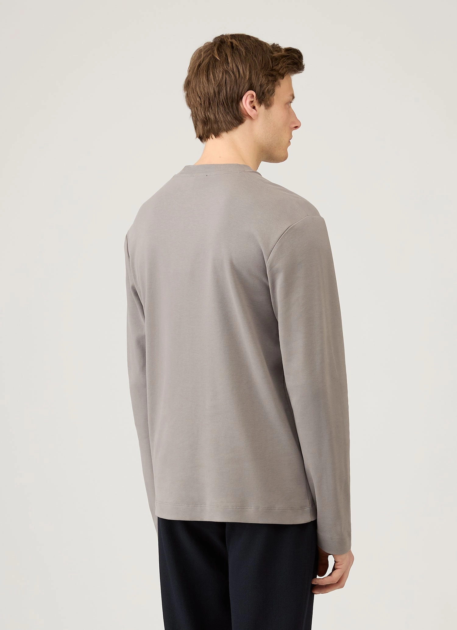 Men's Long Sleeve Heavyweight T-shirt in Iron Grey Soft Clothing