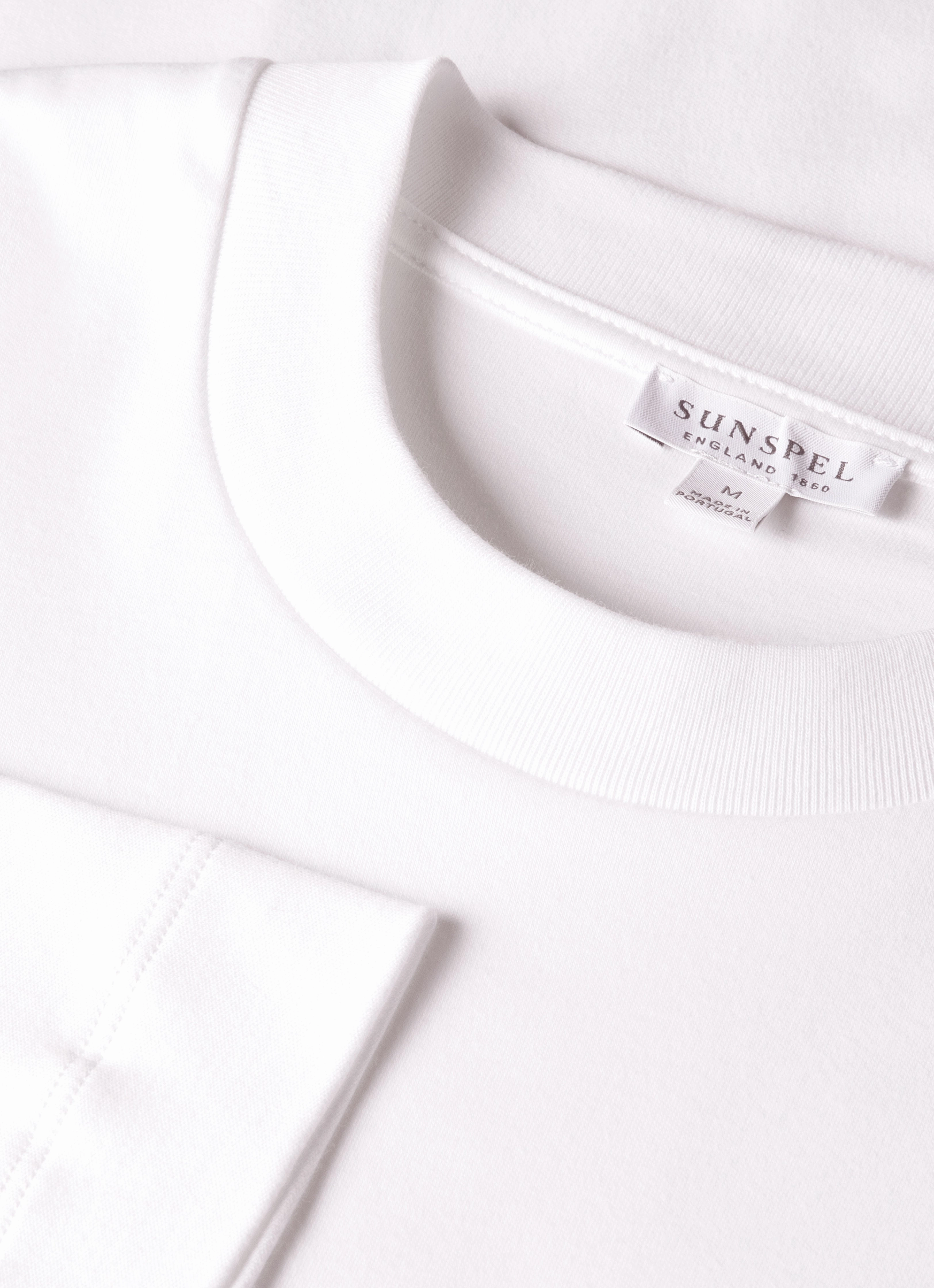 Men's Long Sleeve Heavyweight T-shirt in White Vintage Style