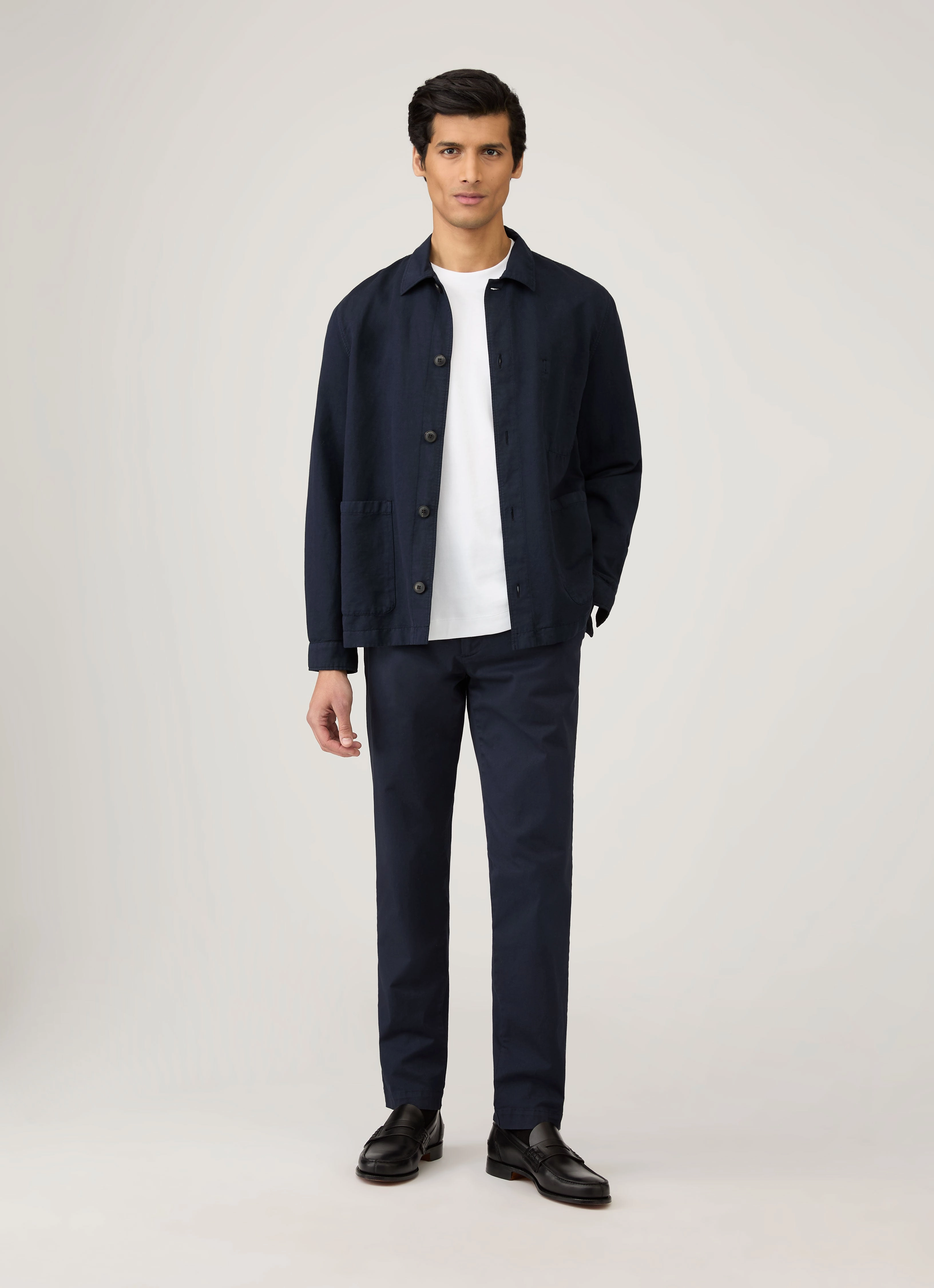 Men's Long Sleeve Heavyweight T-shirt in White Vintage Style