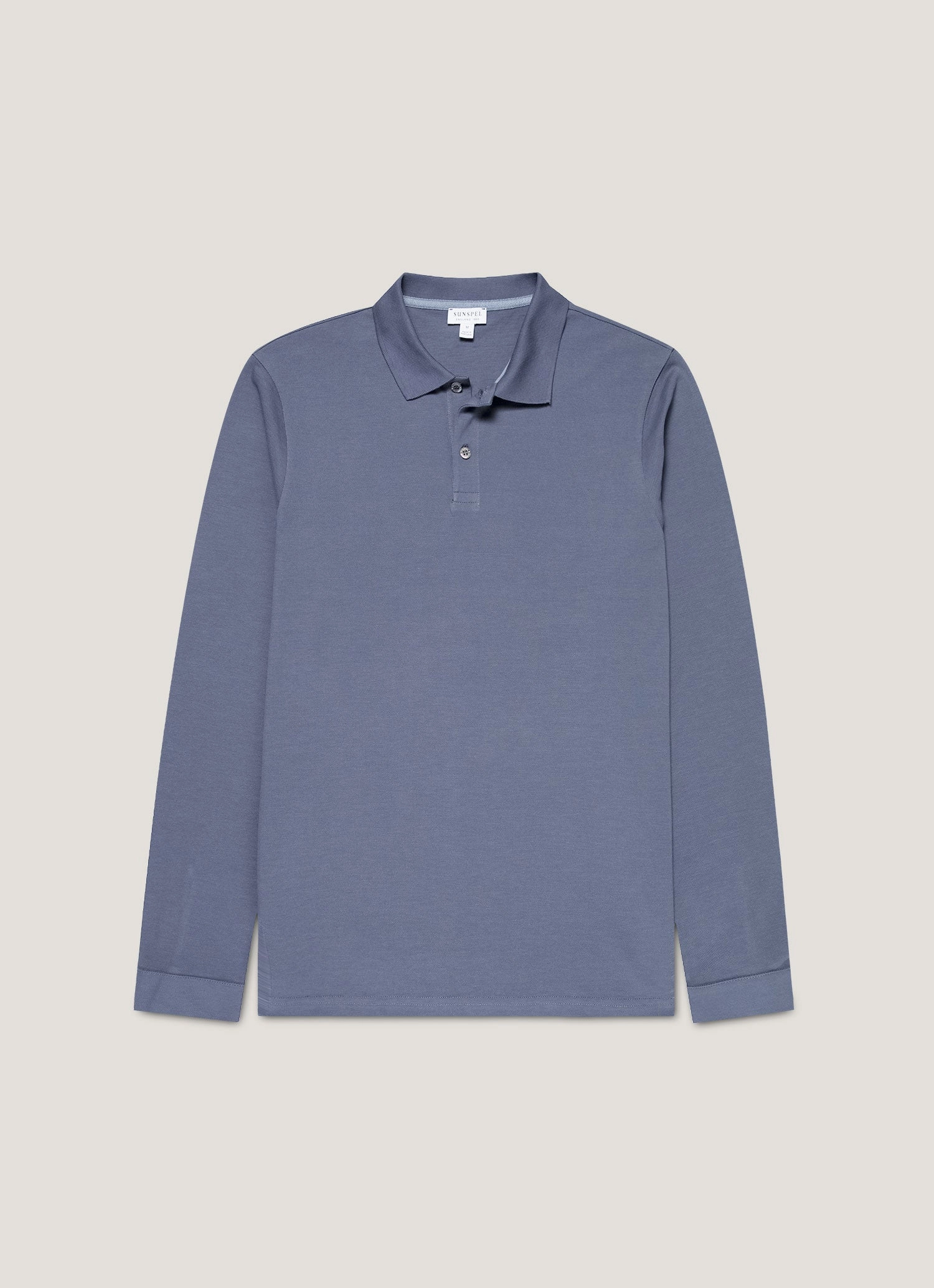 Everyday Trend Look Soft and cozy cotton Men's Long Sleeve Piqu?? Polo Shirt in Selvedge Blue