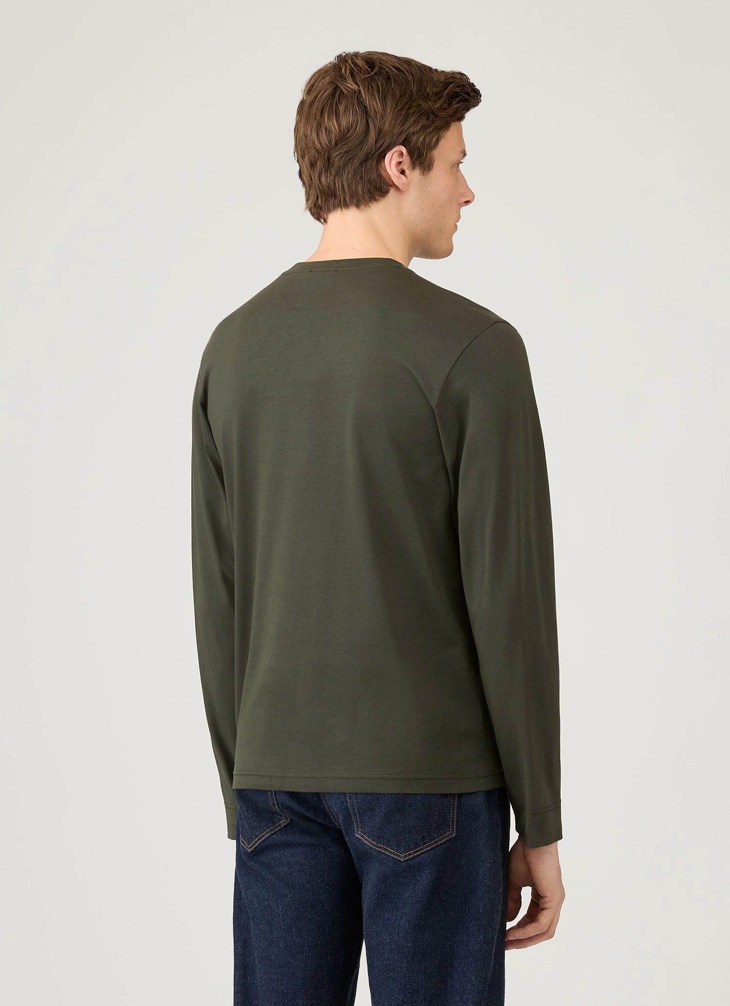 Men's Long Sleeve Riviera Midweight T-shirt in Dark Green Soft Trend