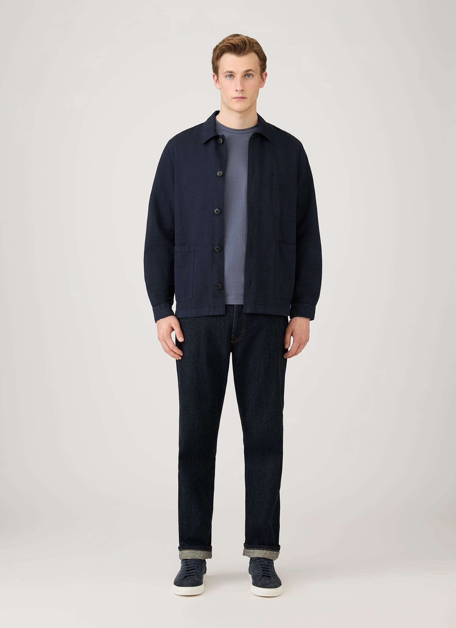 Men's Long Sleeve Riviera Midweight T-shirt in Slate Blue Classic Cut