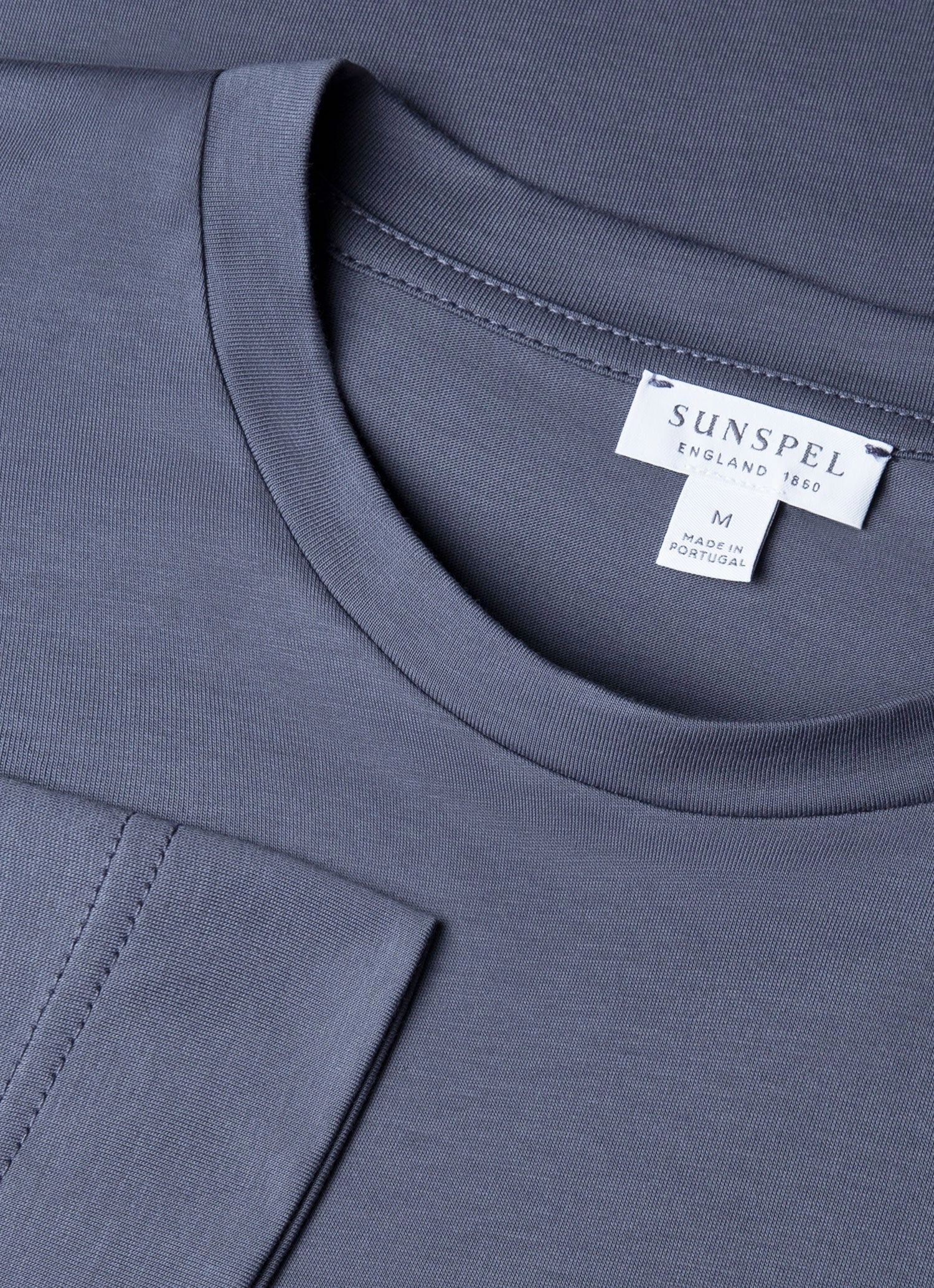 Men's Long Sleeve Riviera Midweight T-shirt in Slate Blue Classic Cut