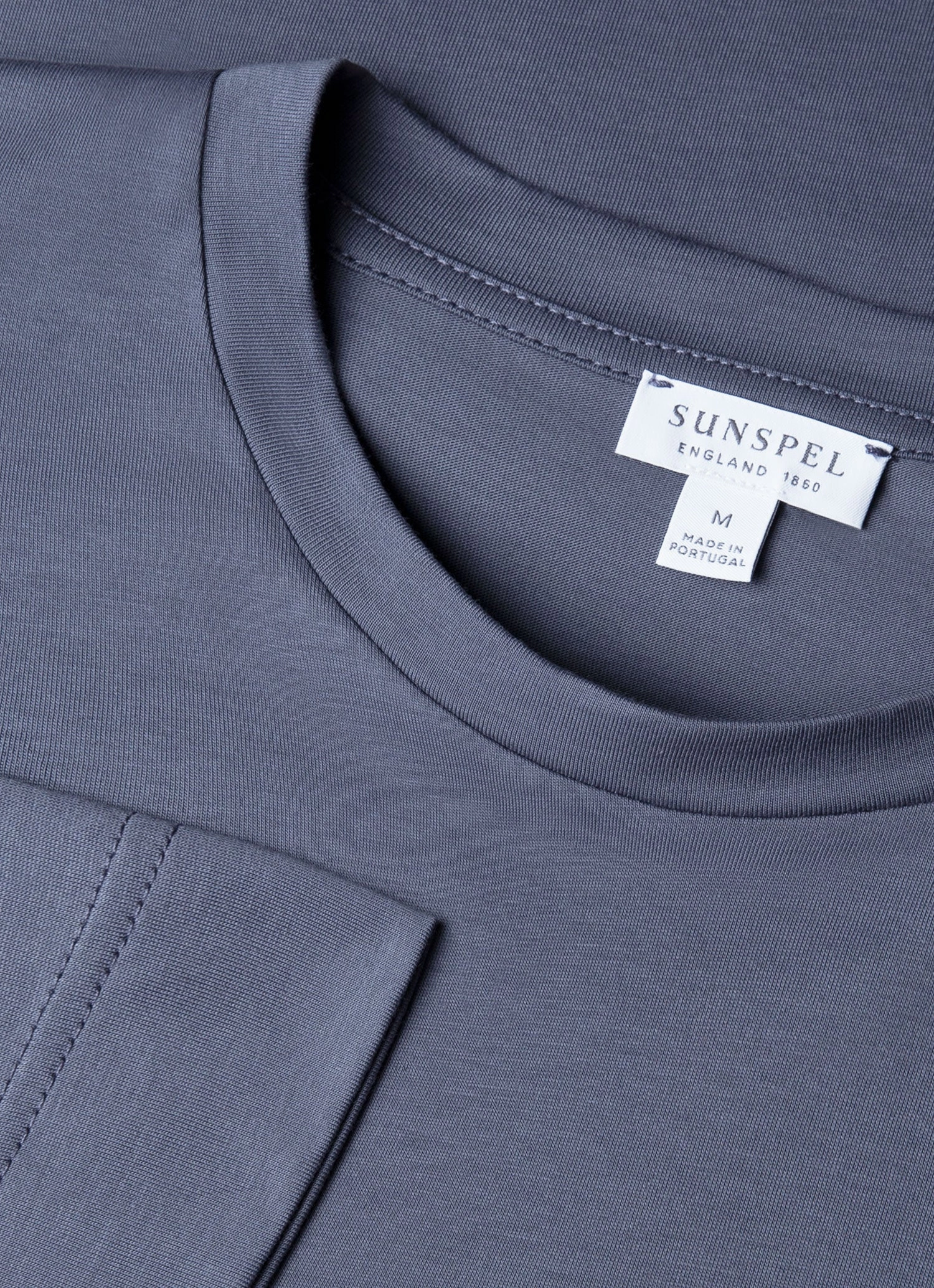 Men's Long Sleeve Riviera Midweight T-shirt in Slate Blue Classic Cut