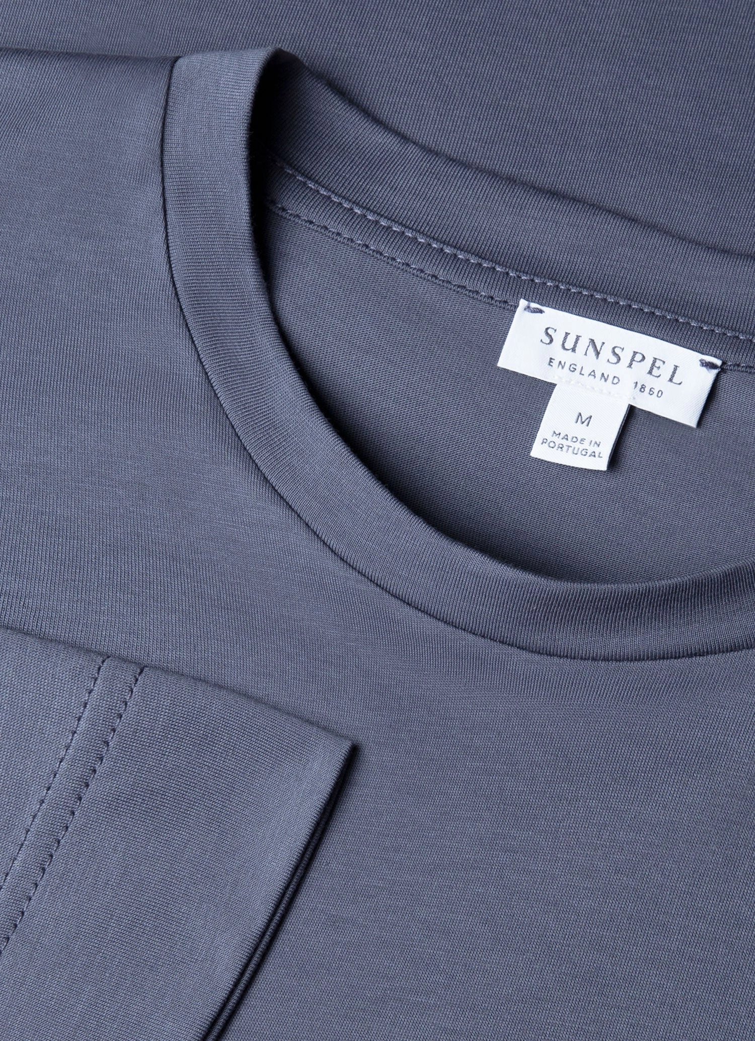 Men's Long Sleeve Riviera Midweight T-shirt in Slate Blue Classic Cut