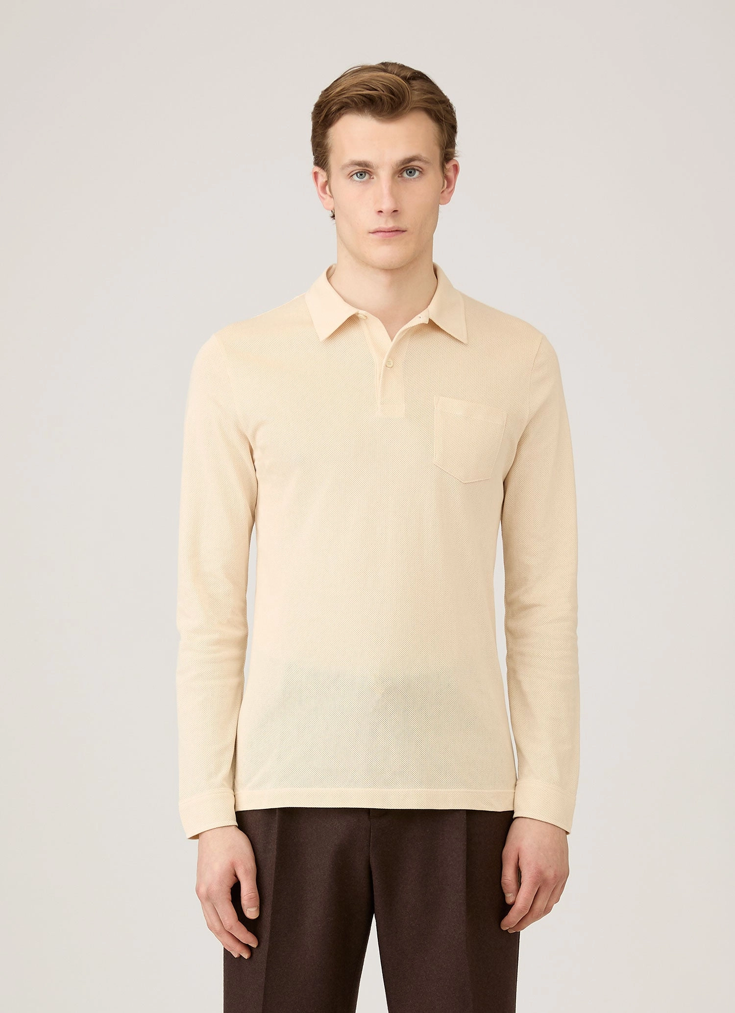 Men's Long Sleeve Riviera Polo Shirt in Undyed Comfort Edition Summer