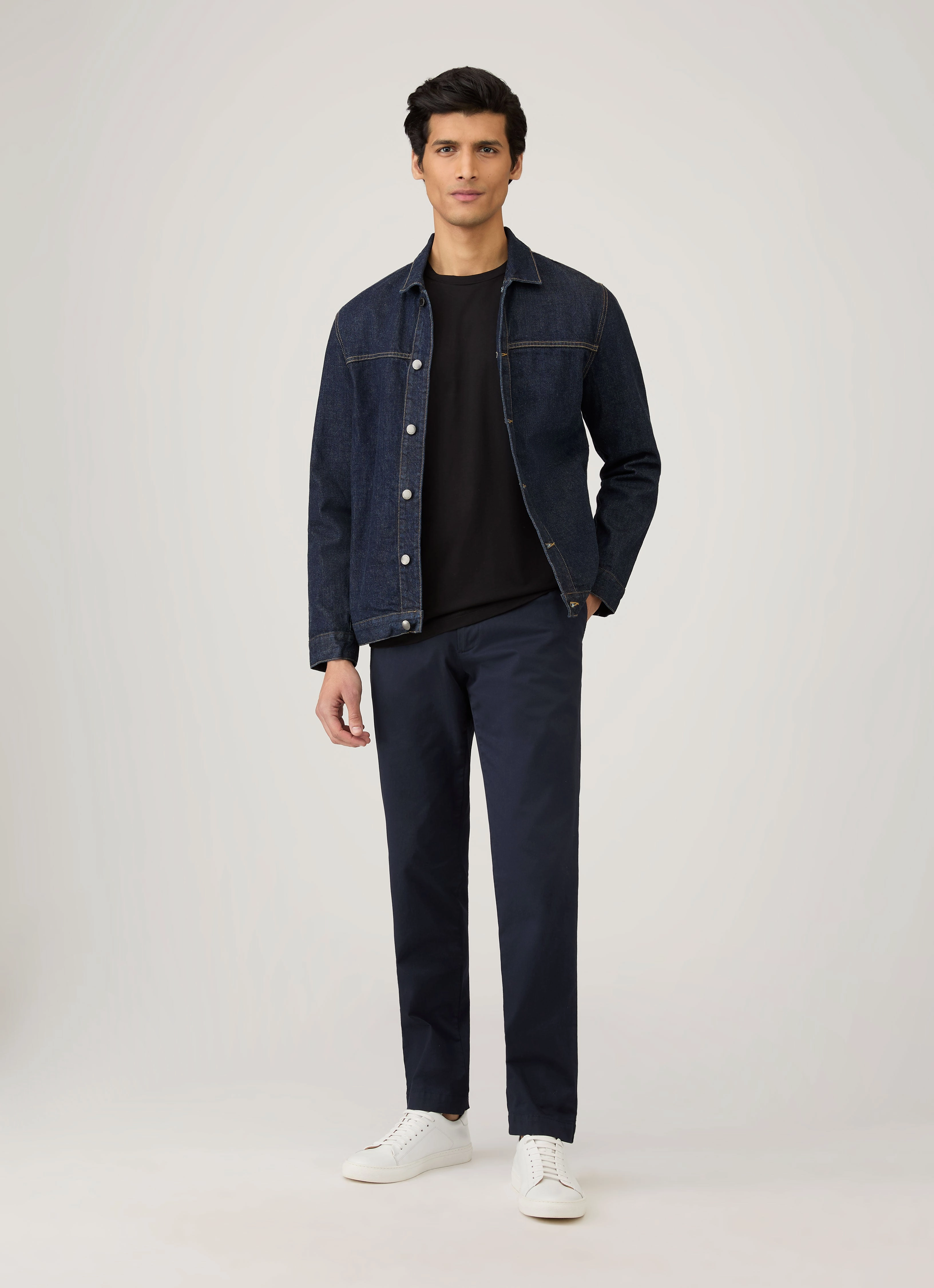 Men's Long Sleeve Riviera T-shirt in Black Everyday Shape Summer