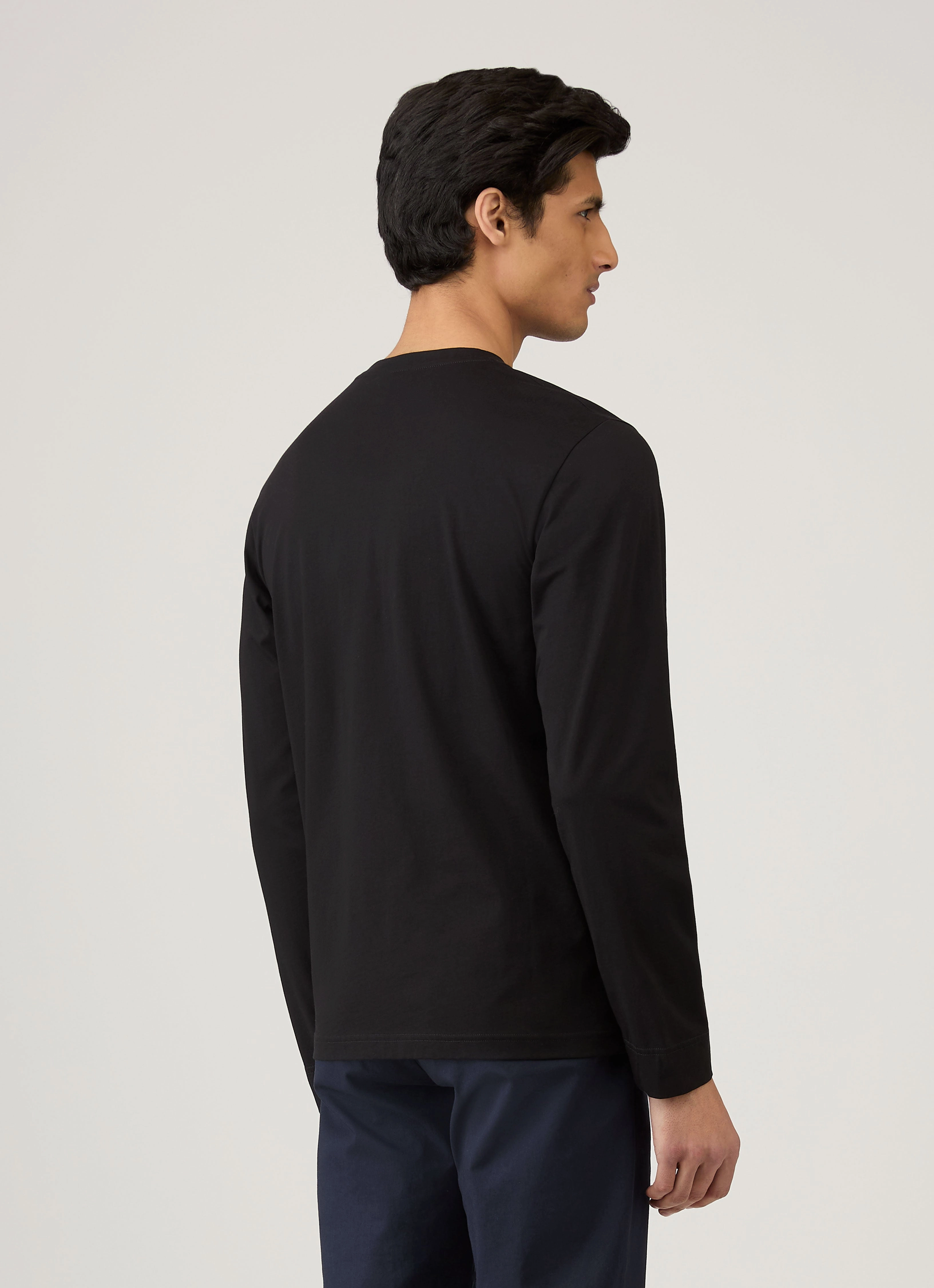 Men's Long Sleeve Riviera T-shirt in Black Everyday Shape Summer