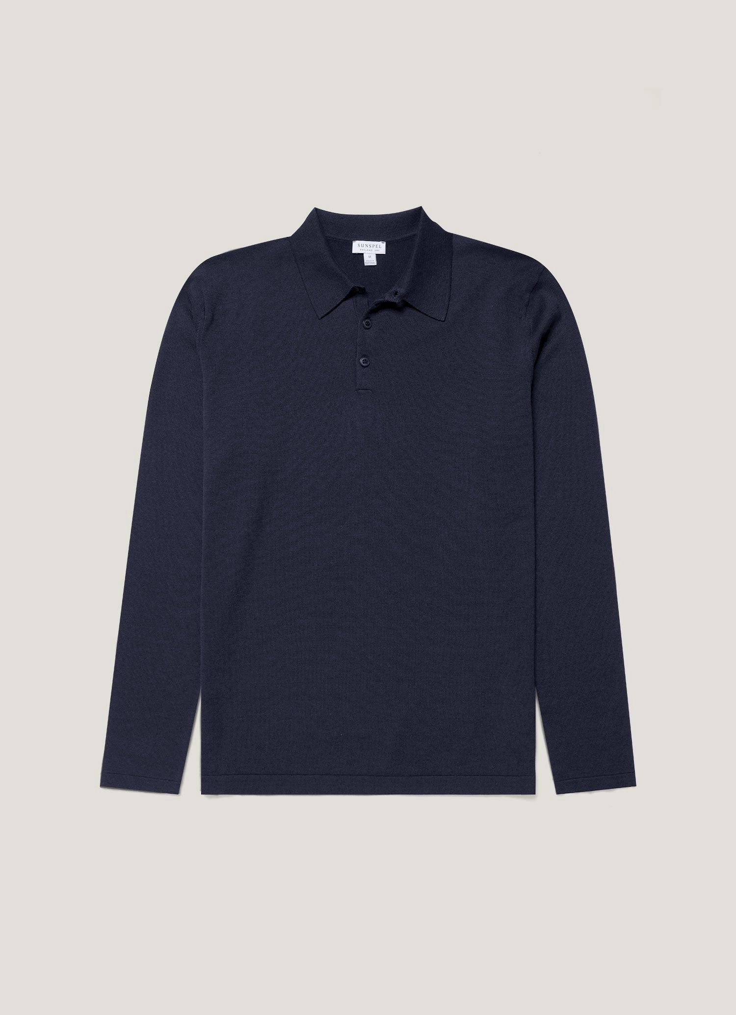 Effortless and chic piece Daily Outfit Ready Men's Long Sleeve Sea Island Cotton Knit Polo Shirt in Light Navy