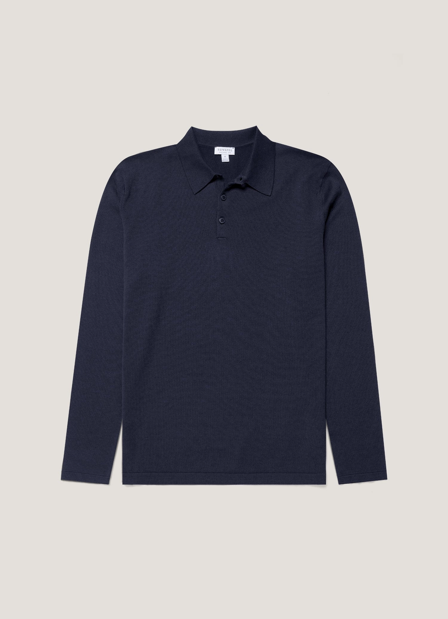 Trendy weekend shirt Men's Long Sleeve Sea Island Cotton Knit Polo Shirt in Light Navy