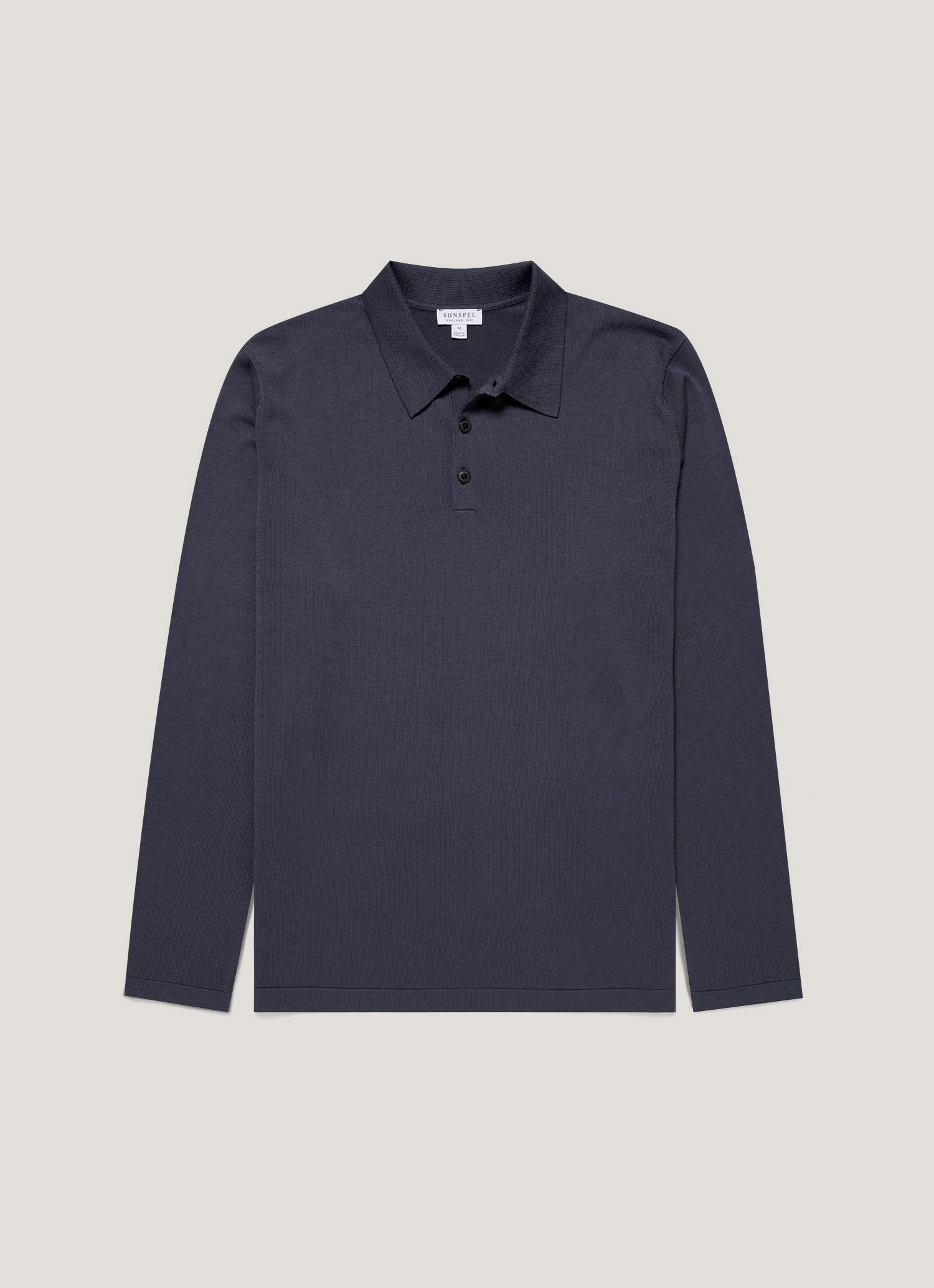 Timeless fit T-shirt Men's Long Sleeve Sea Island Cotton Knit Polo Shirt in Slate Blue