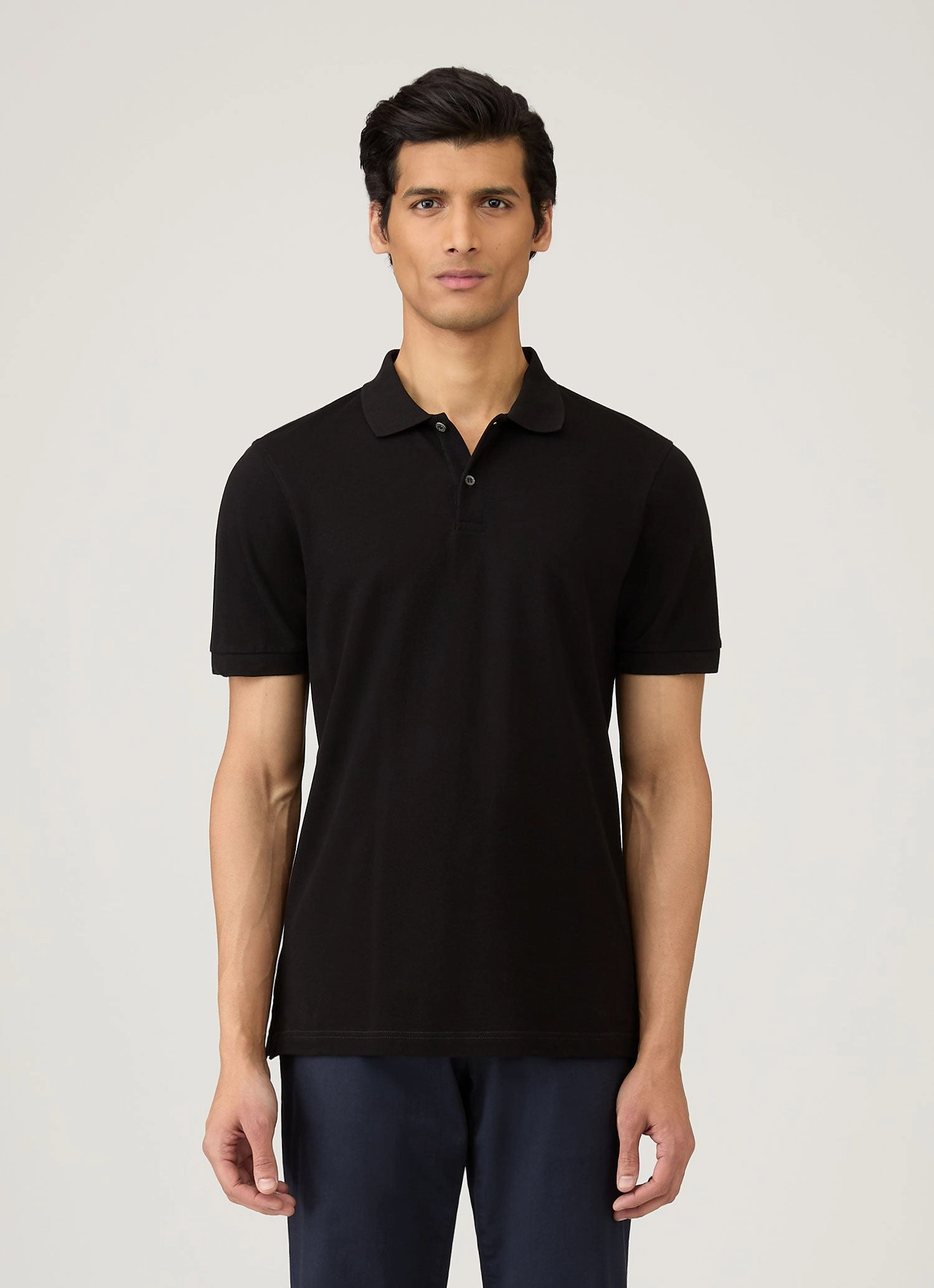 Men's Piqu?? Polo Shirt in Black Classic Profile Office