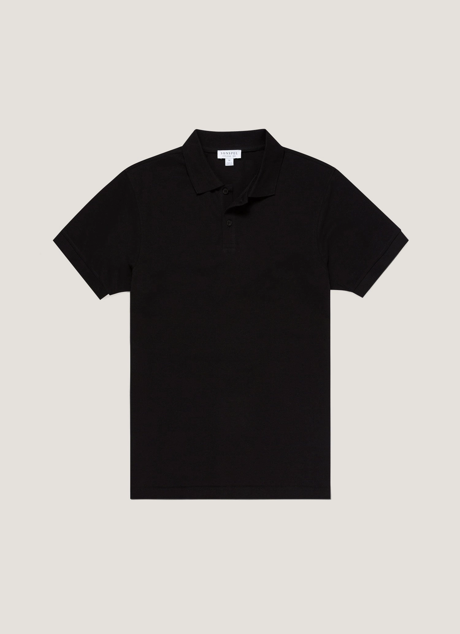 Men's Piqu?? Polo Shirt in Black Relaxed-fit cotton top