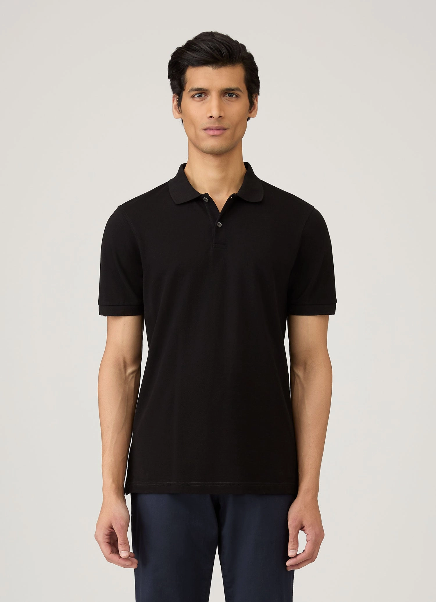 Men's Piqu?? Polo Shirt in Black Classic Profile Office