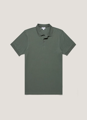 Men's Piqu?? Polo Shirt in Dusk Green Timeless Ready Look Timeless Outfit Look