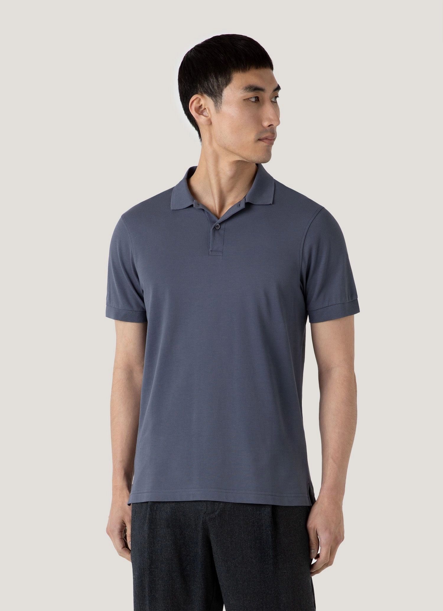 Men's Piqu?? Polo Shirt in Slate Blue Original Shape Club