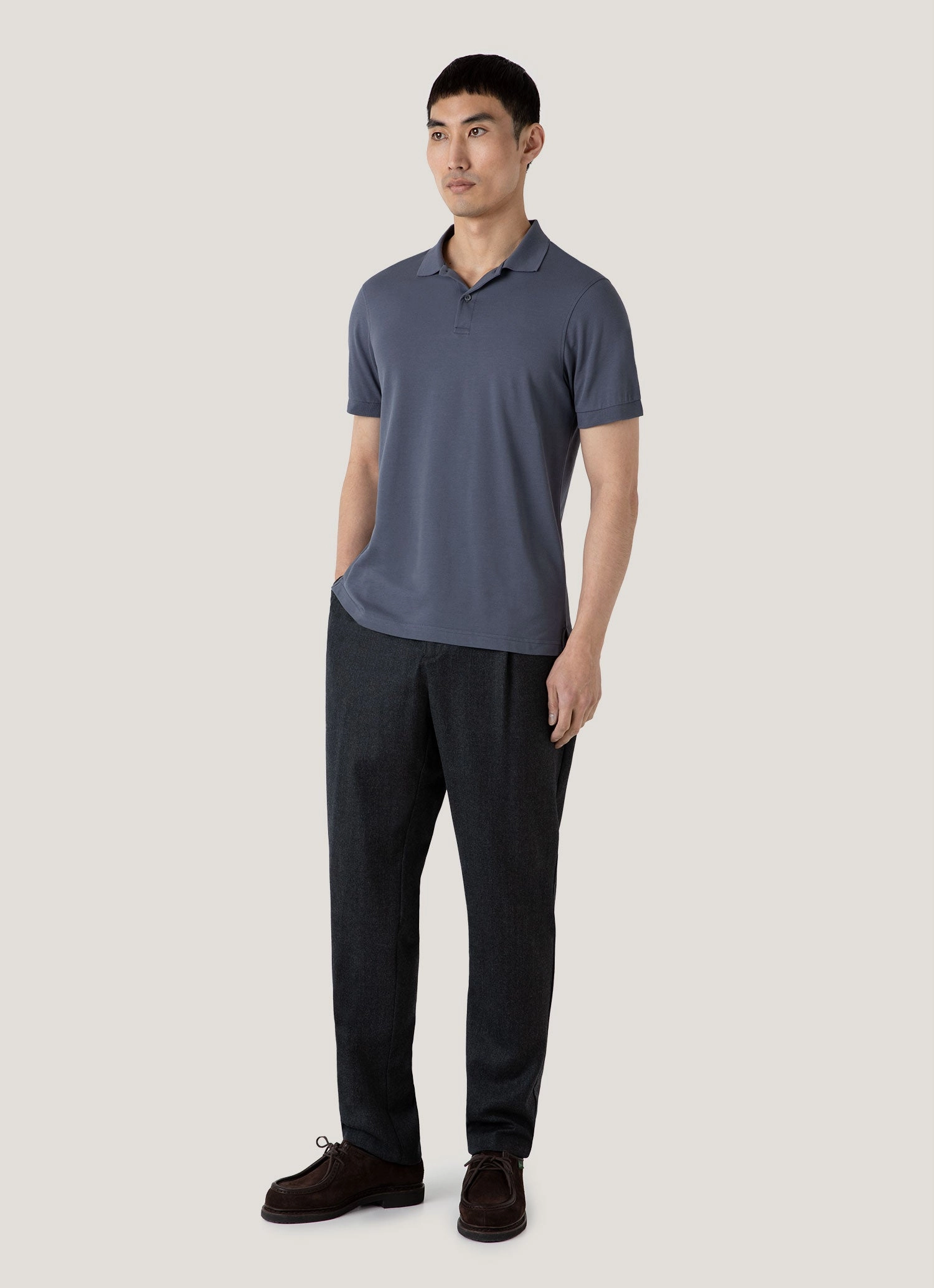 Men's Piqu?? Polo Shirt in Slate Blue Original Shape Club