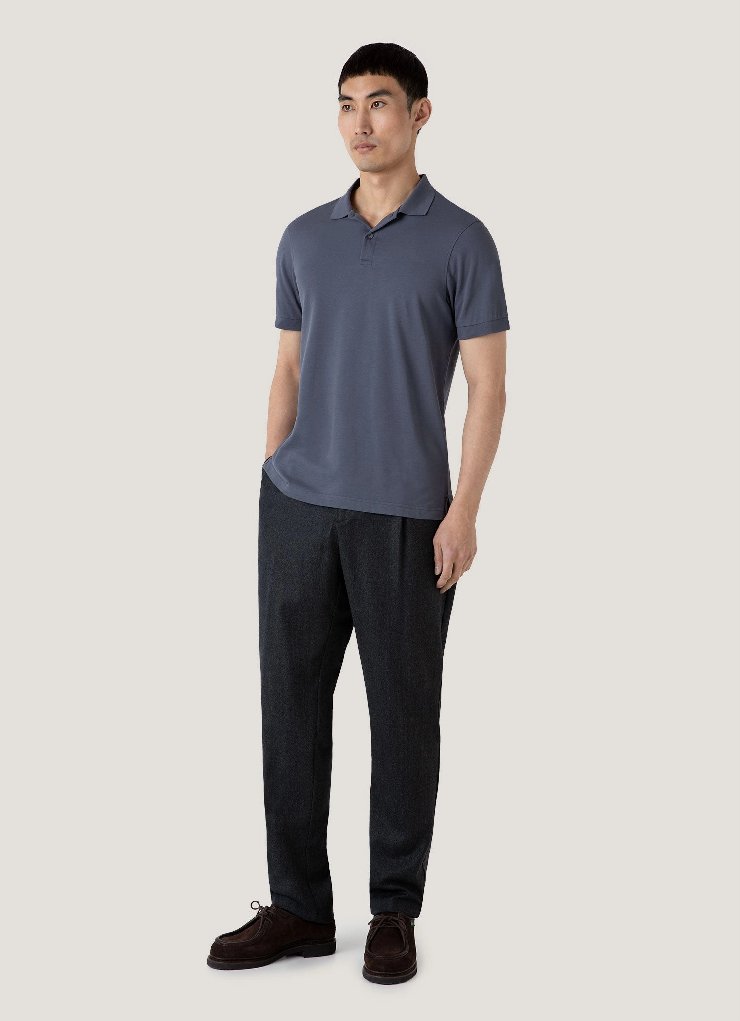 Men's Piqu?? Polo Shirt in Slate Blue Original Shape Club