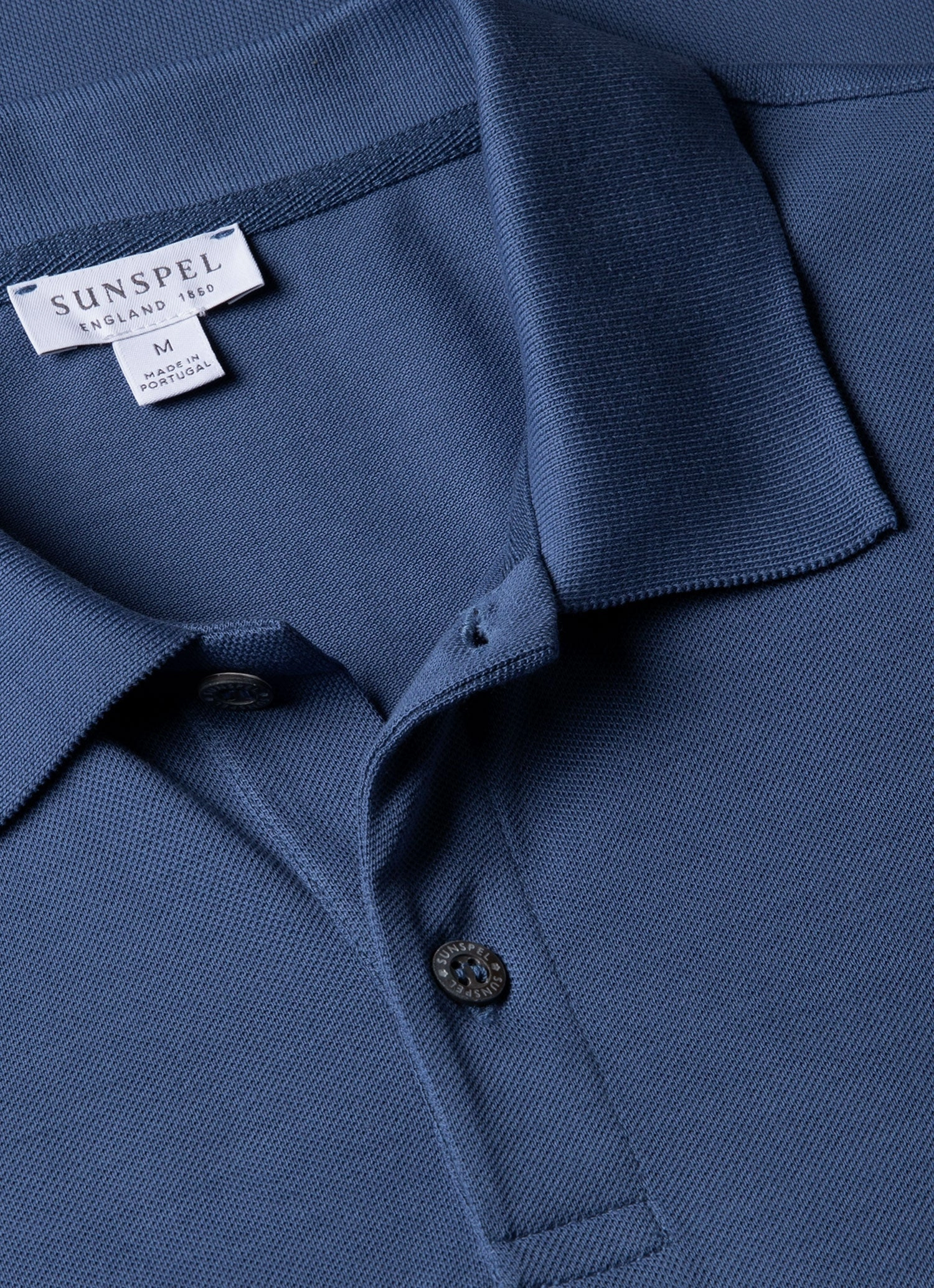 Men's Piqu?? Polo Shirt in Soft Denim Basic Pick Travel