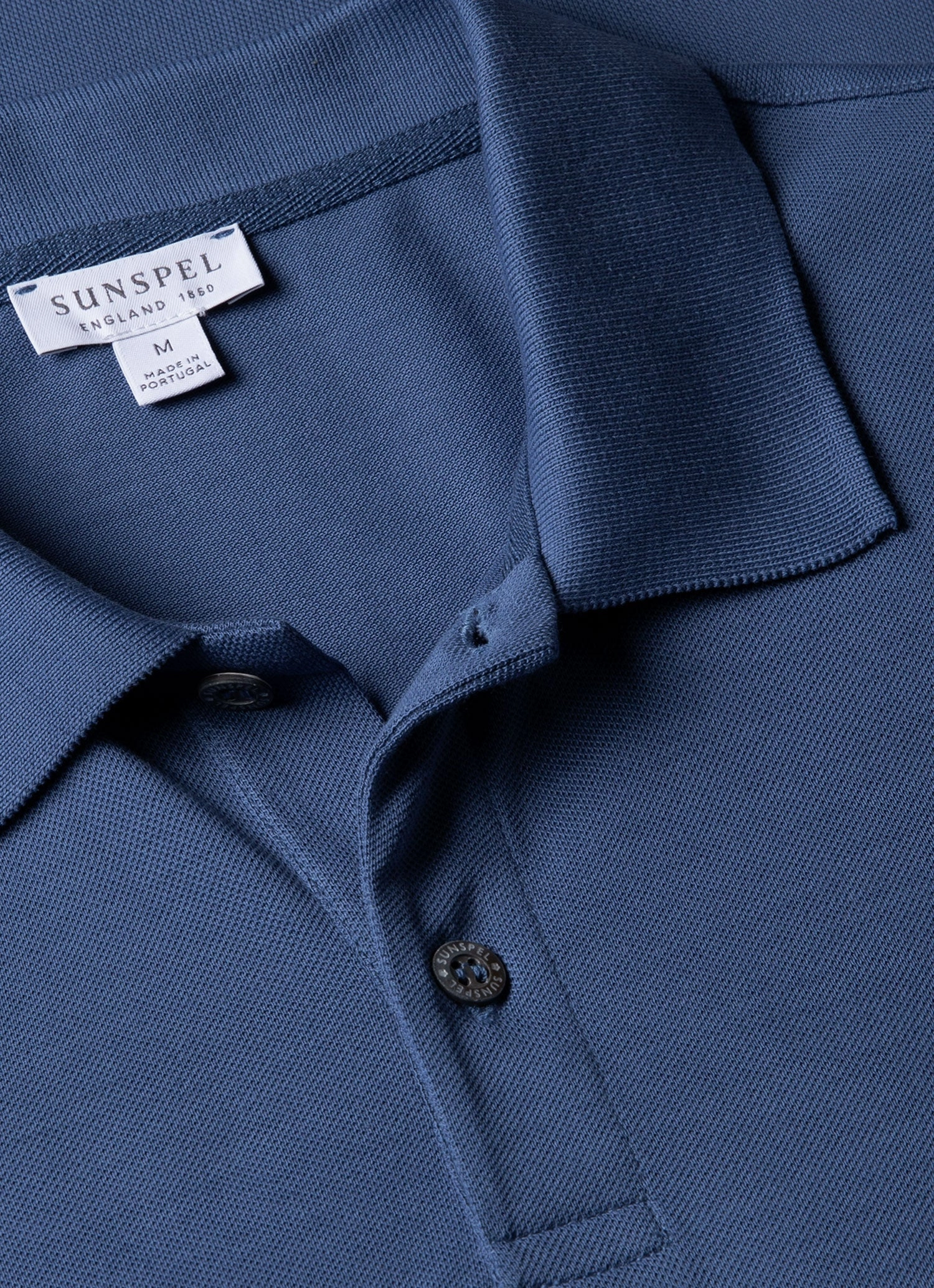 Men's Piqu?? Polo Shirt in Soft Denim Basic Pick Travel