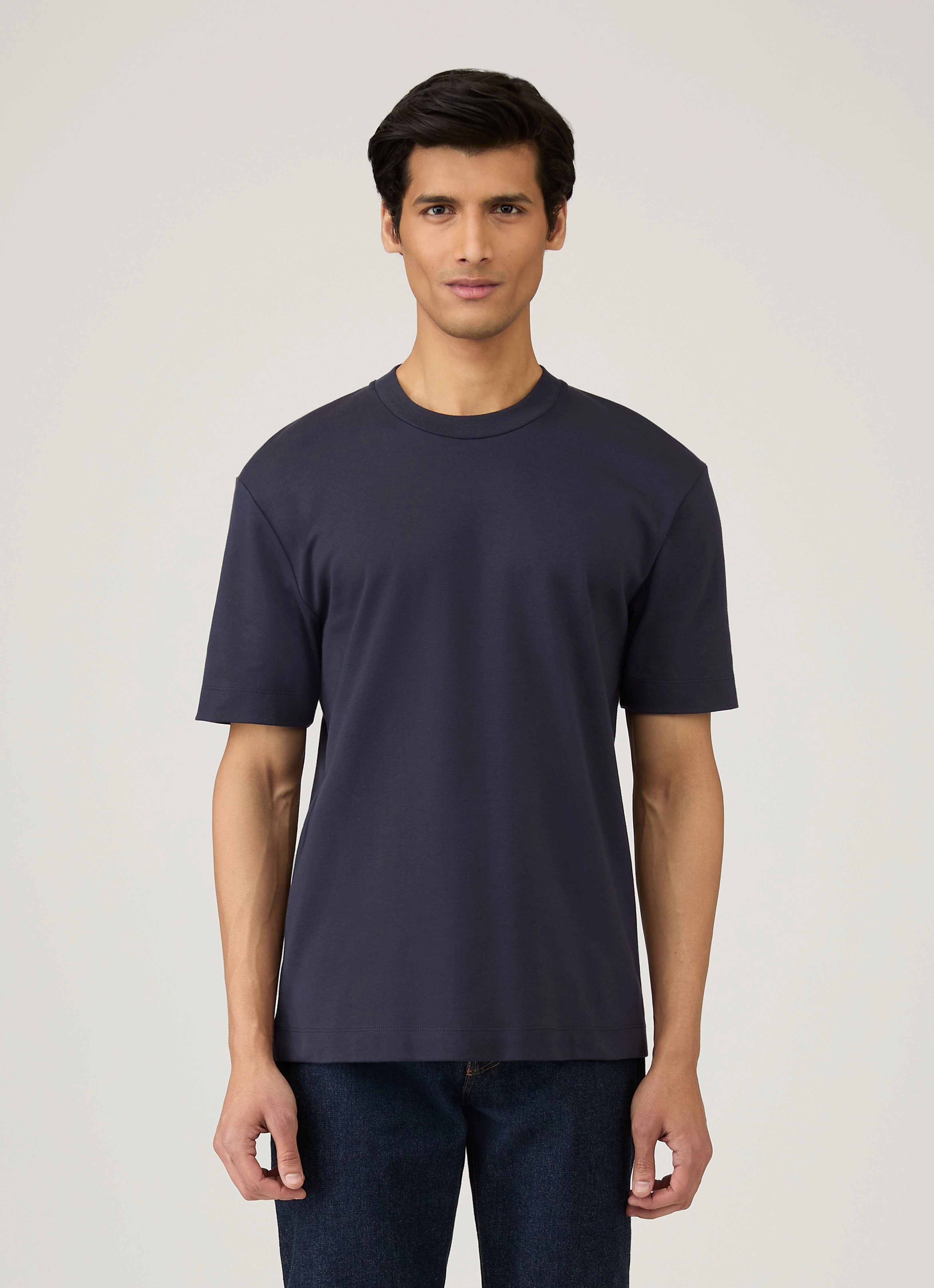 Men's Relaxed Fit Heavyweight T-shirt in Navy Global Look