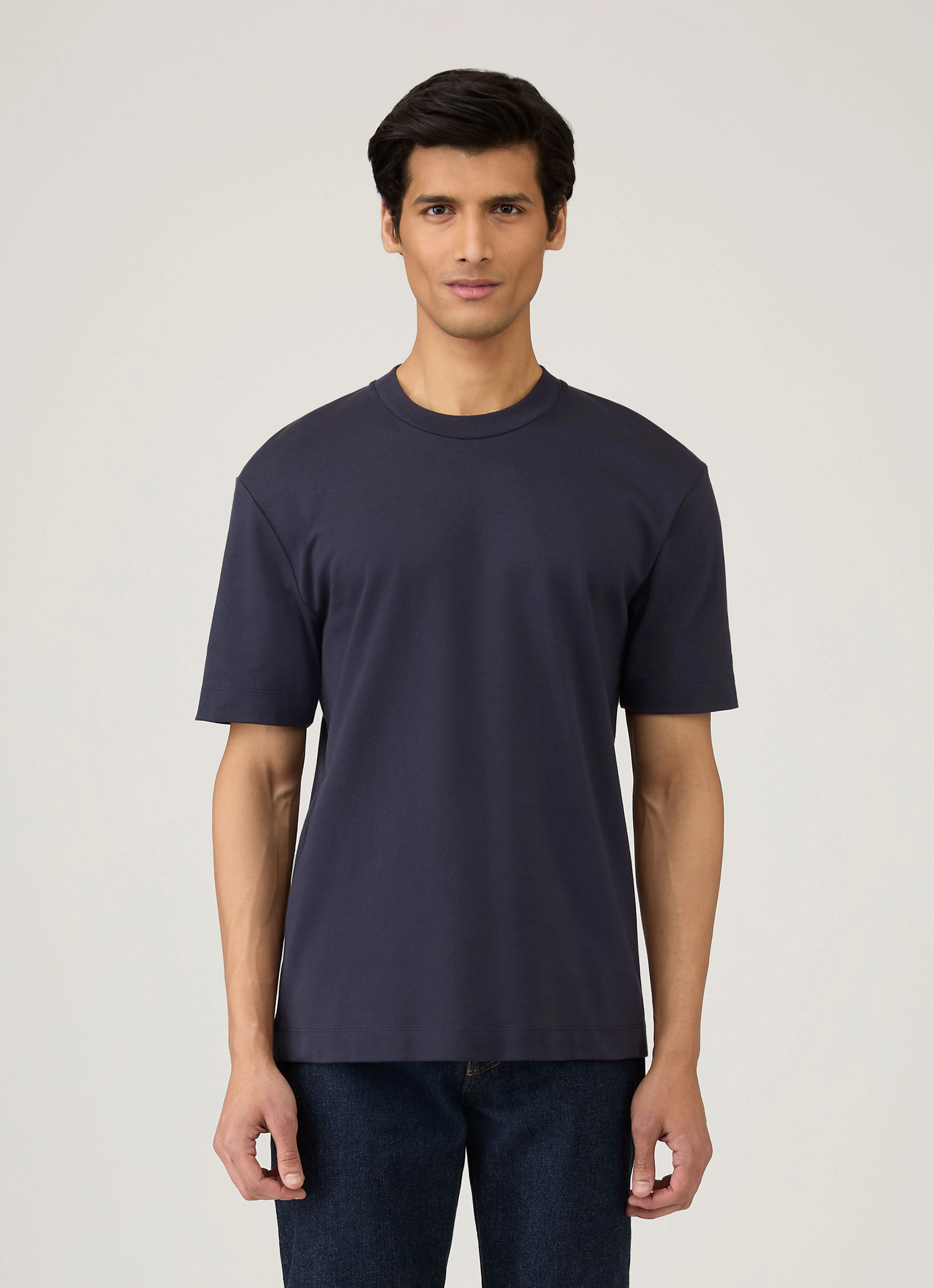 Men's Relaxed Fit Heavyweight T-shirt in Navy Global Look