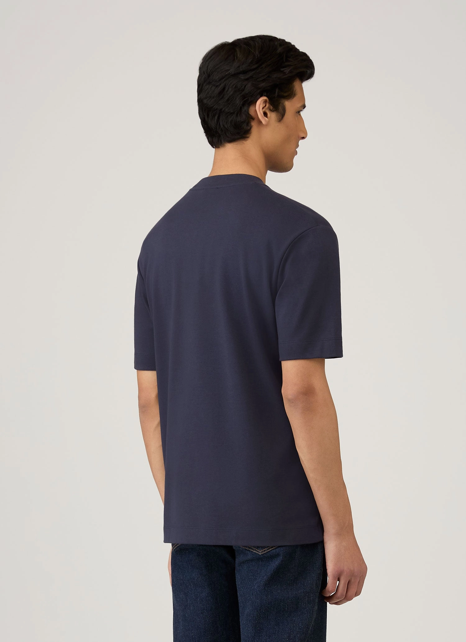 Men's Relaxed Fit Heavyweight T-shirt in Navy Global Look