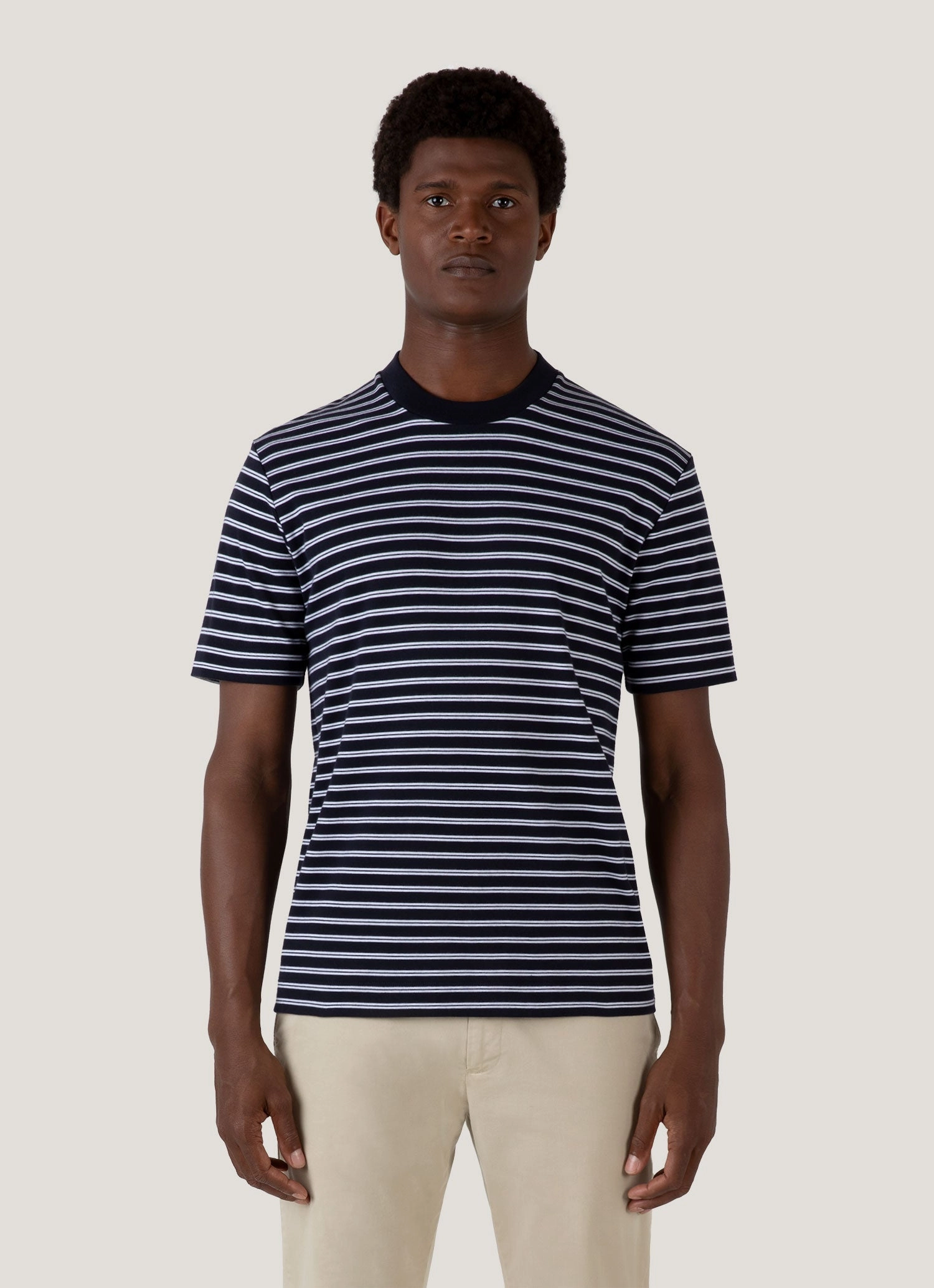 Men's Relaxed Fit Heavyweight T-shirt in Navy/White Fresh Collection Daily