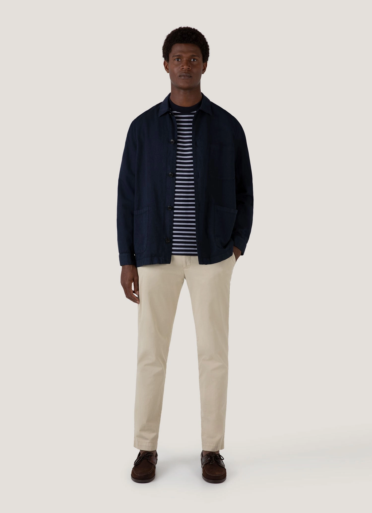 Men's Relaxed Fit Heavyweight T-shirt in Navy/White Fresh Collection Daily