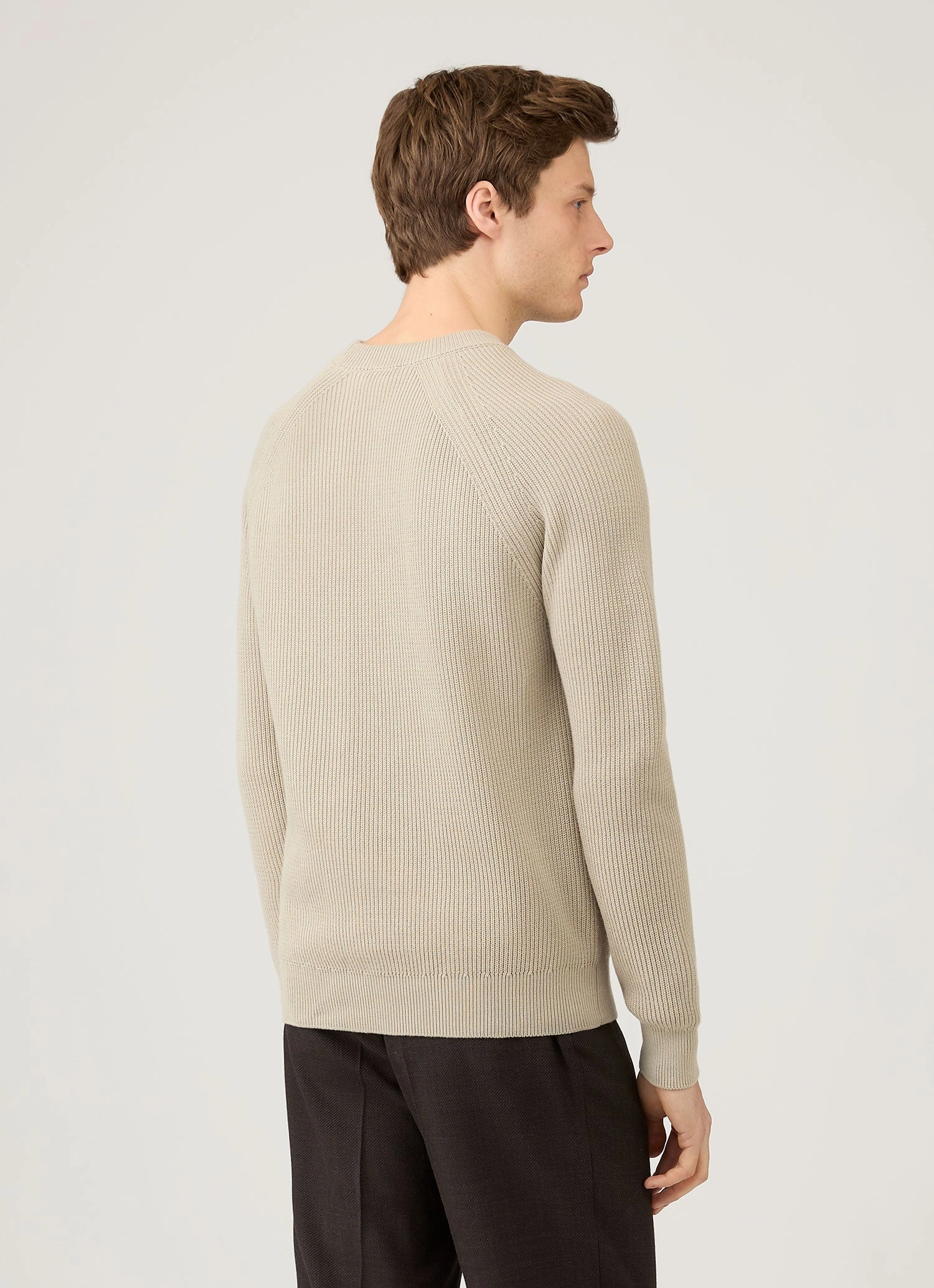 Men's Ribbed Jumper in Mink 3/4 Sleeve